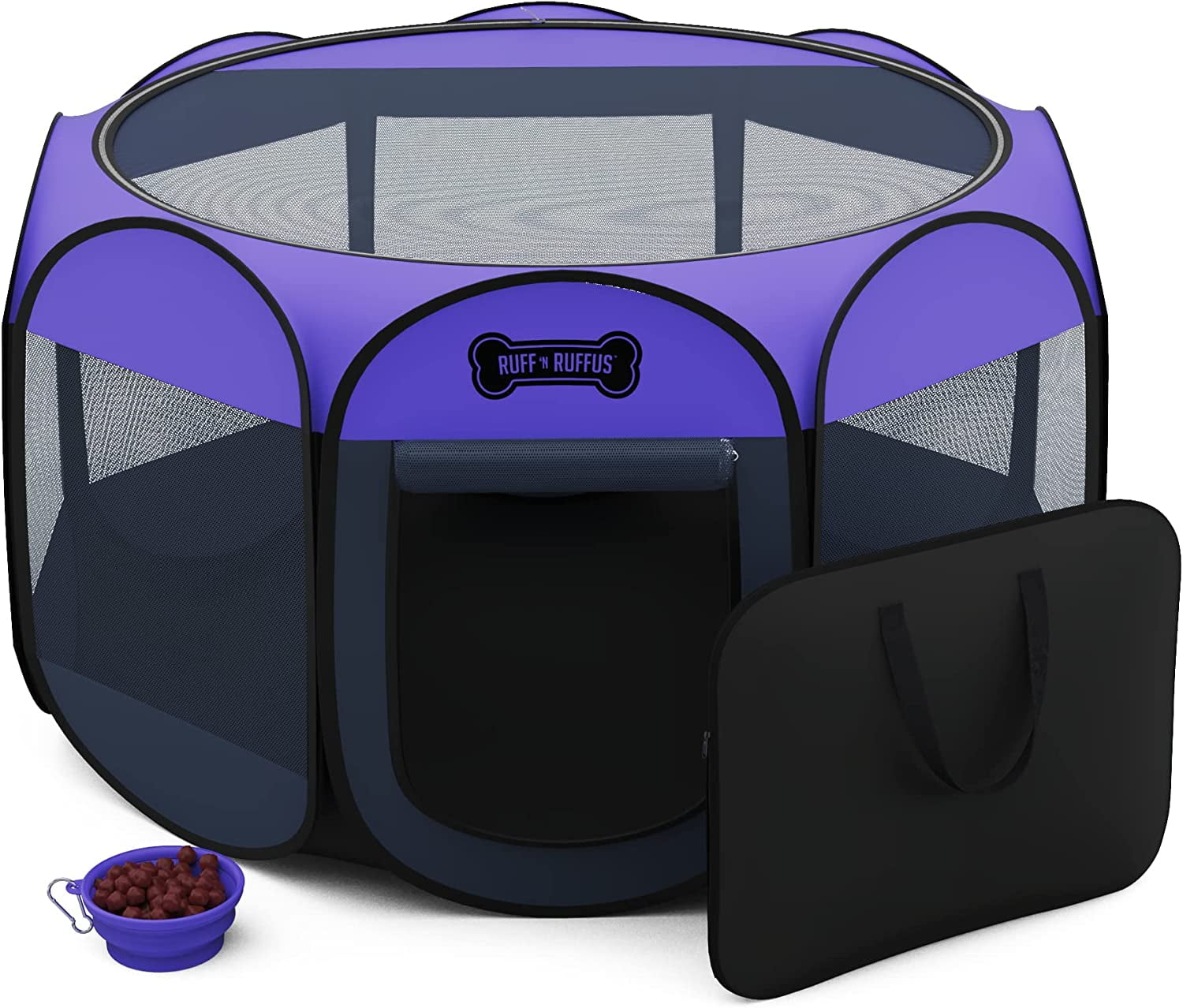 Ruff 'n Ruffus Premium Portable Foldable Dog Playpen + Free Carry Case & Bowl | Indoor/Outdoor Cat Playpen