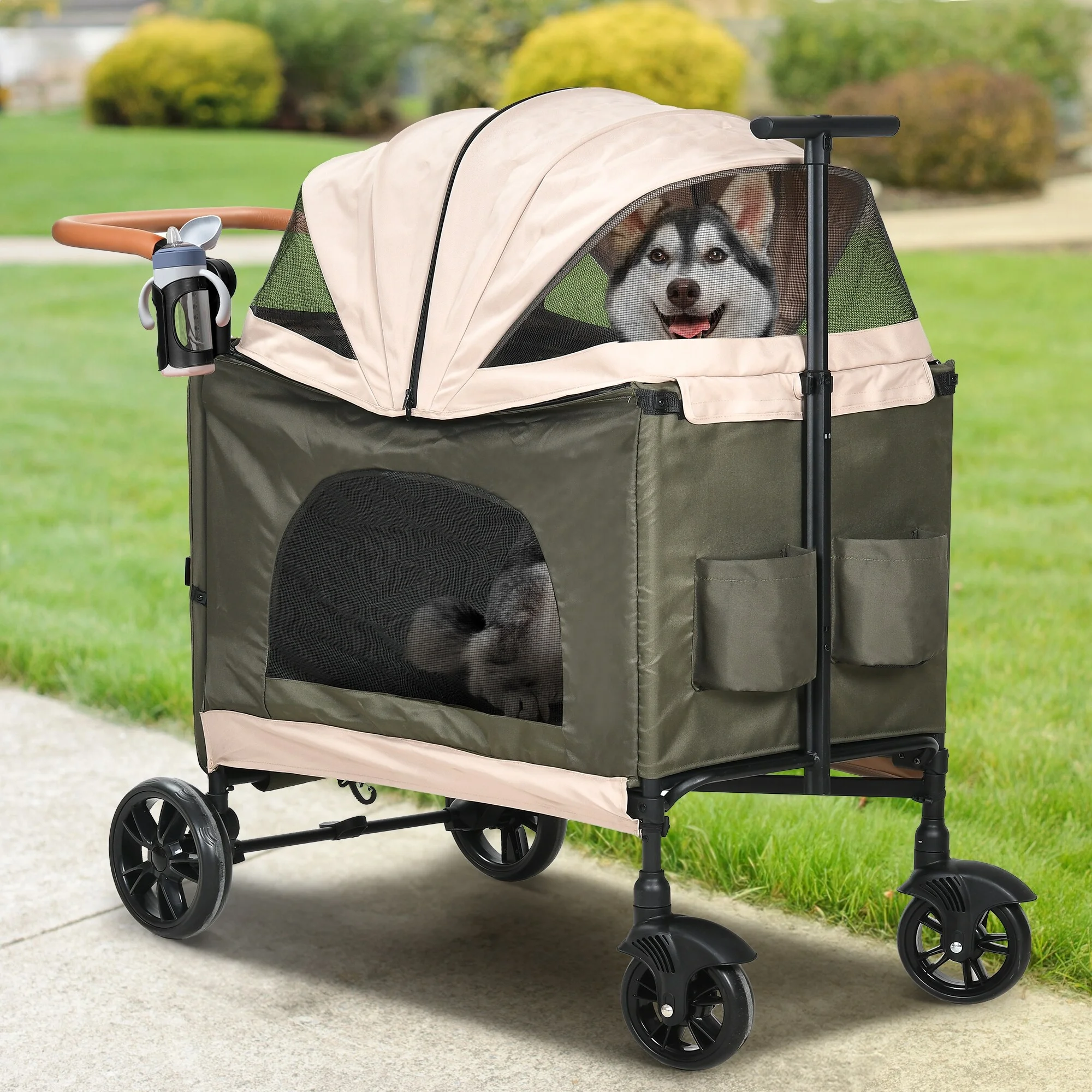 Warranty Company Moasis Foldable Doggy Stroller for Medium Large Dog Pet Stroller with Adjustable Handle