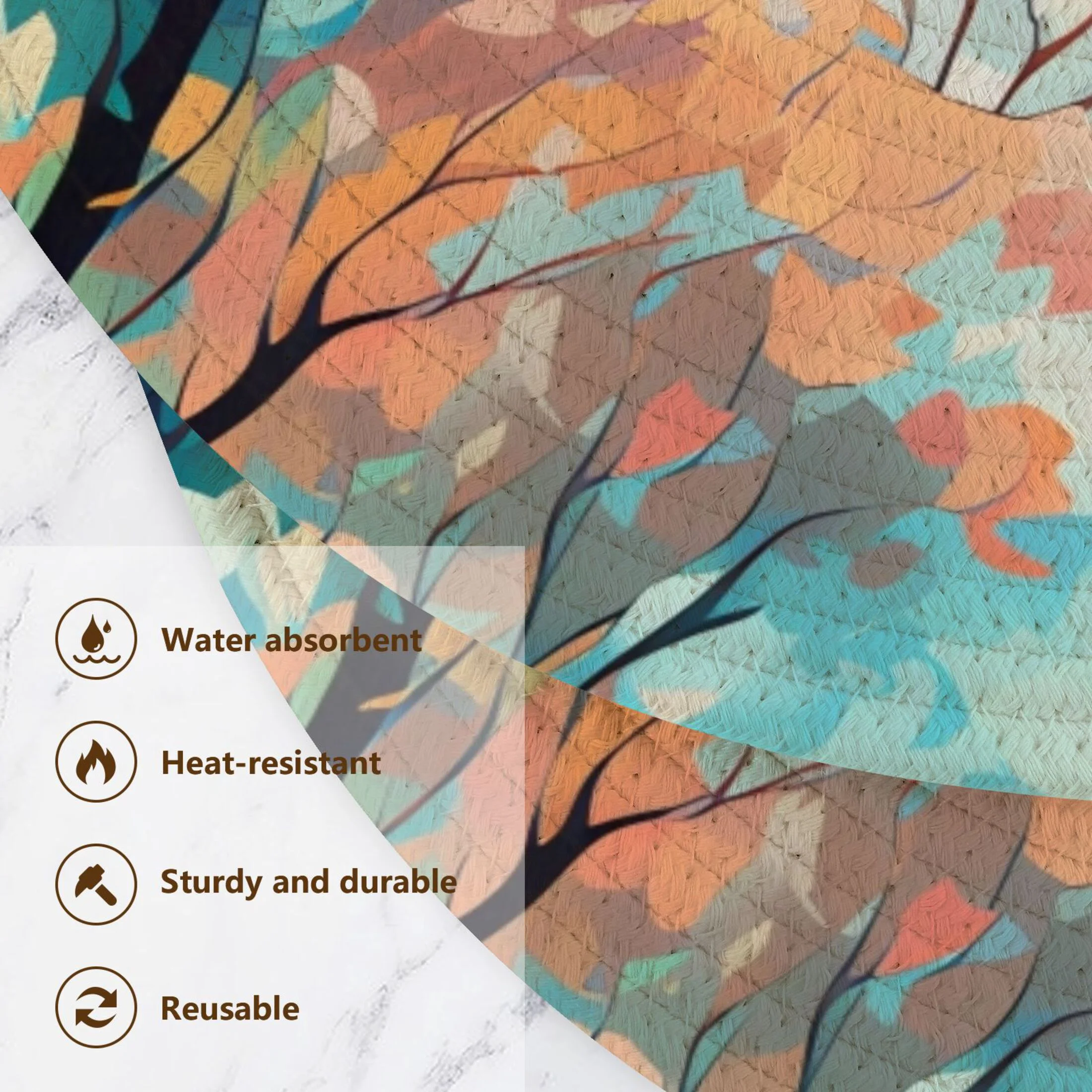 Abstract Trees 3 PCs Pot Holders Trivets Kitchen 15