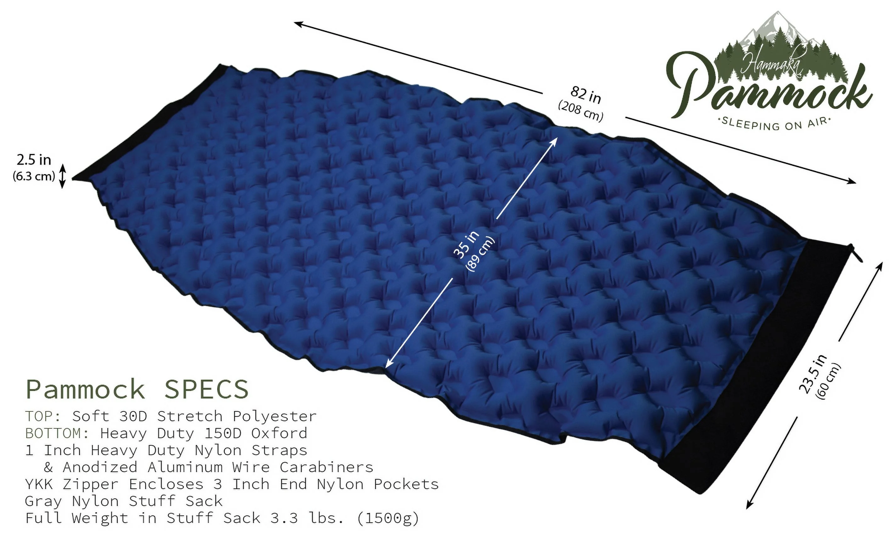 Hammaka Hammock Hitch Stand with Pammock, 2-in-1 Sleeping Pad Camping Hammock (Blue Pammock)