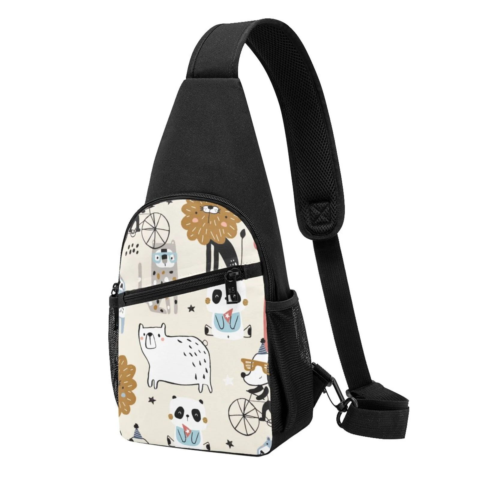 Balery Hand Drawn Animals Chest Pack,Small Sling Bag For Women Men,Crossbody Bags For Travel Hiking Running Sports