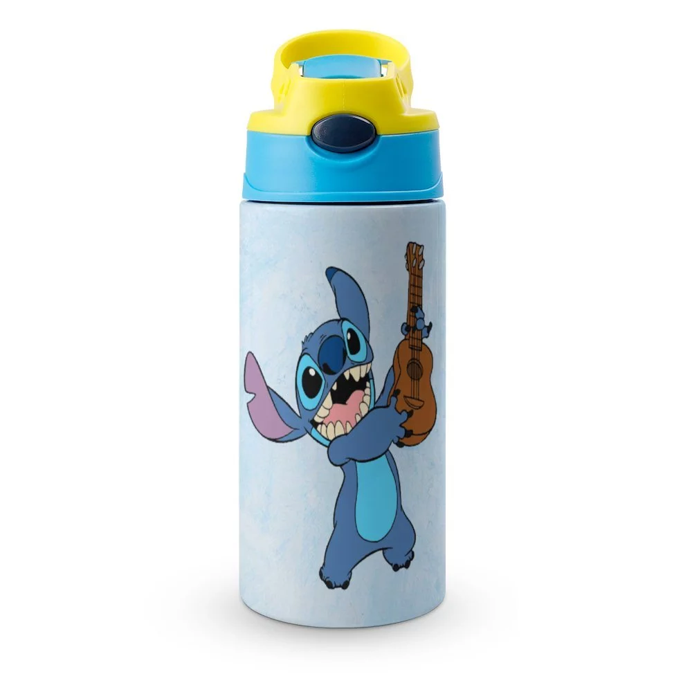 Fictional Stitch Music Children's Water Bottle Vacuum Insulated Stainless Steel Cup With Straw Toddler Thermoses