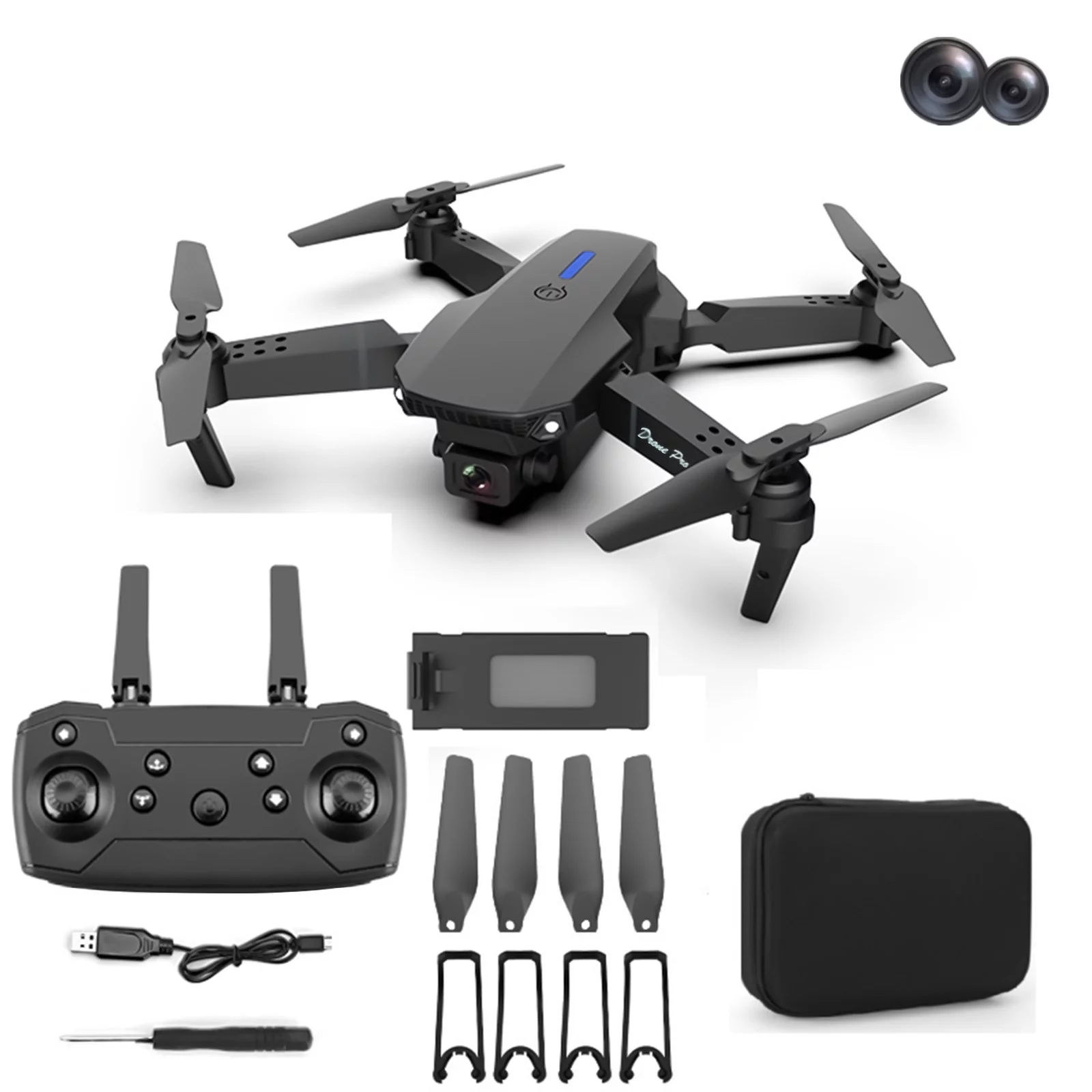 Drone With Dual 1080P HD FPV Camera, Remote Control Toys Gifts For Boys Girls With Altitude Hold Headless Mode Start Speed Adjustment