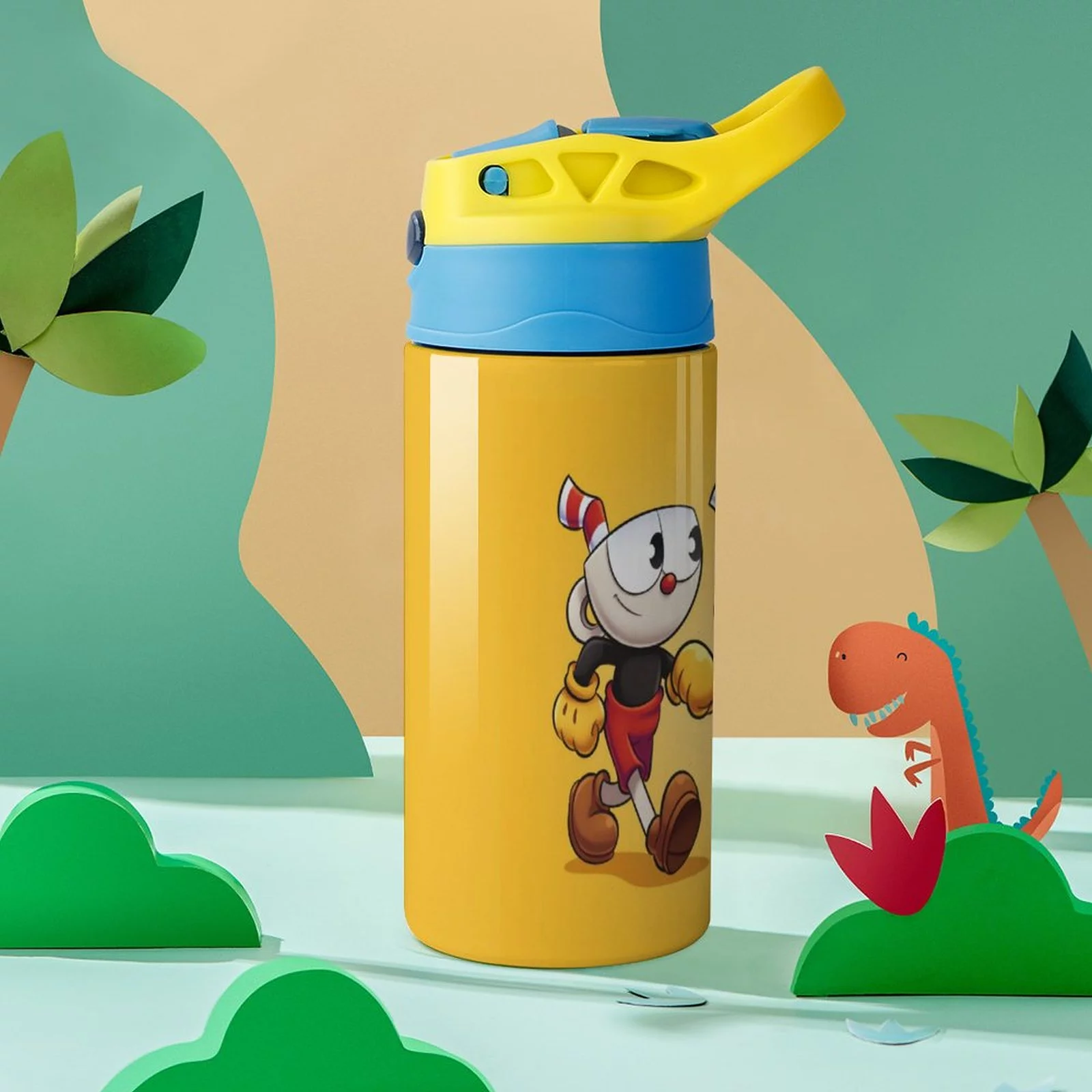 Cuphead Children's Water Bottle Vacuum Insulated Stainless Steel Cup Toddler Thermoses With Straw