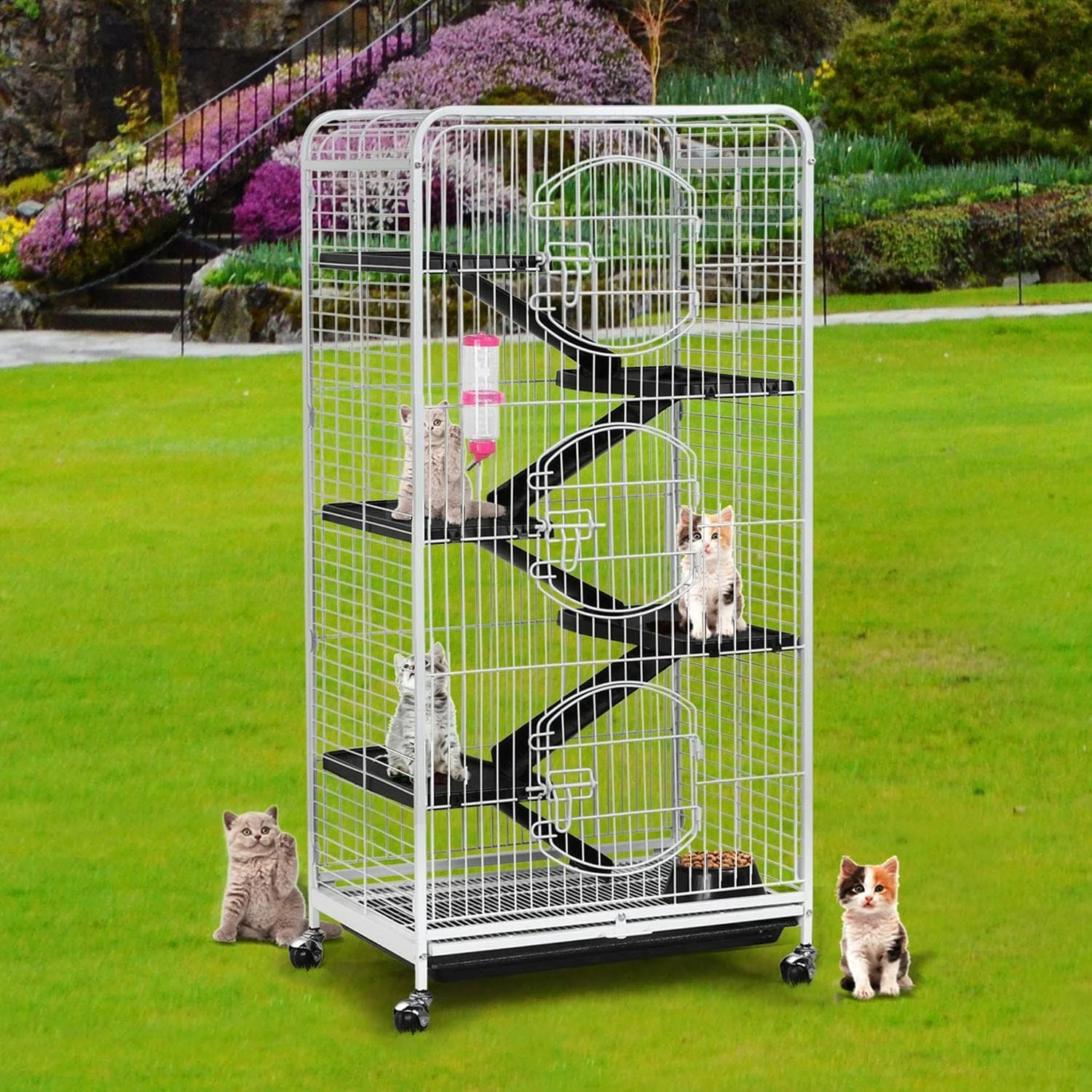 Large Rolling Cat Kitten Cage 6-Tier 52