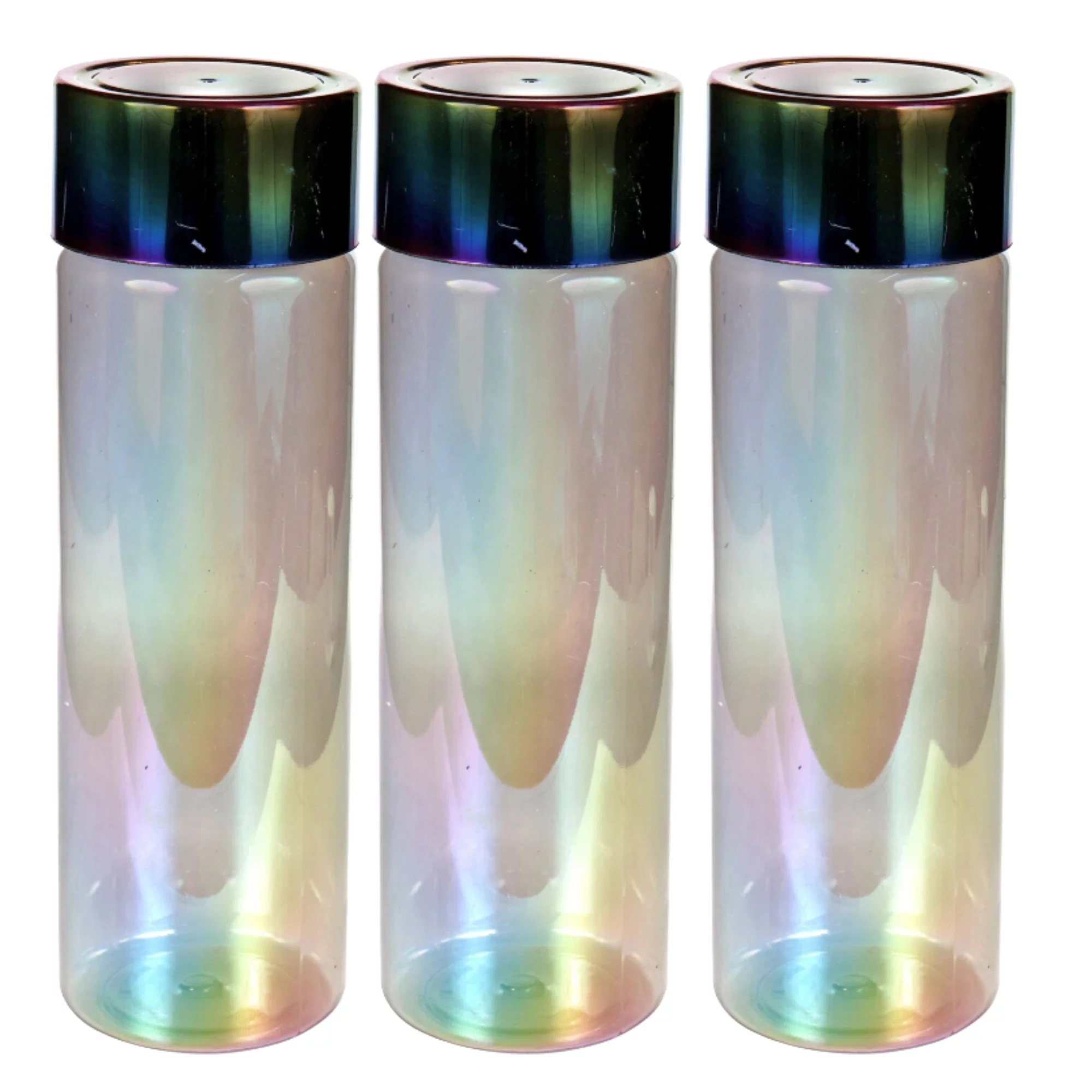 Iridescent Water Bottles, 30 oz. BPA Free Leakproof Lightweight Portable Drinking Tumblers for Men Women Indoor and Outdoor Camping Hiking Running Exercise Travel Reusable Tumbler Set of 3