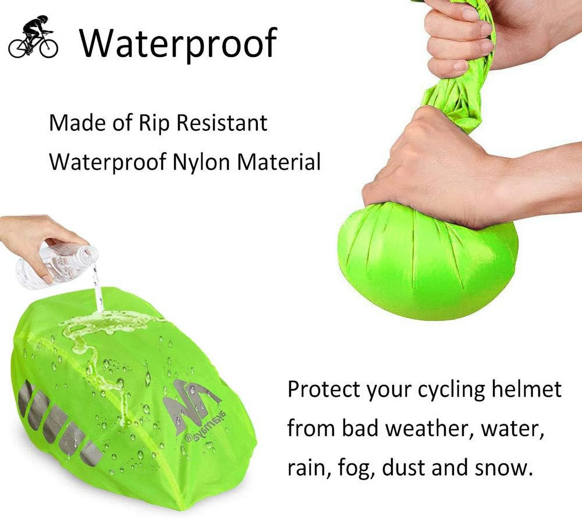 ayamaya Bike Helmet Cover with Reflective Strip, High Visibility Waterproof Cycling Bicycle Helmet Rain Cover Windproof Dustproof Breathable Road Bicycle Helmet Water Cover Ride Gear