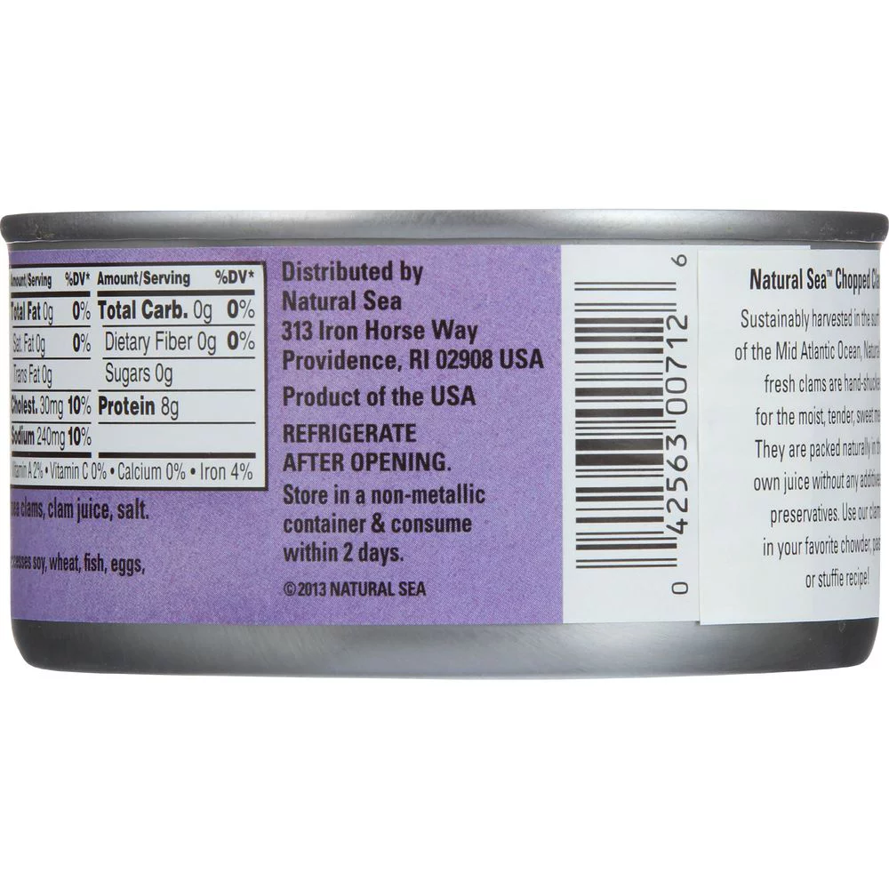 Natural Sea Chopped Clam, 6.5 Ounce -- 12 per case.