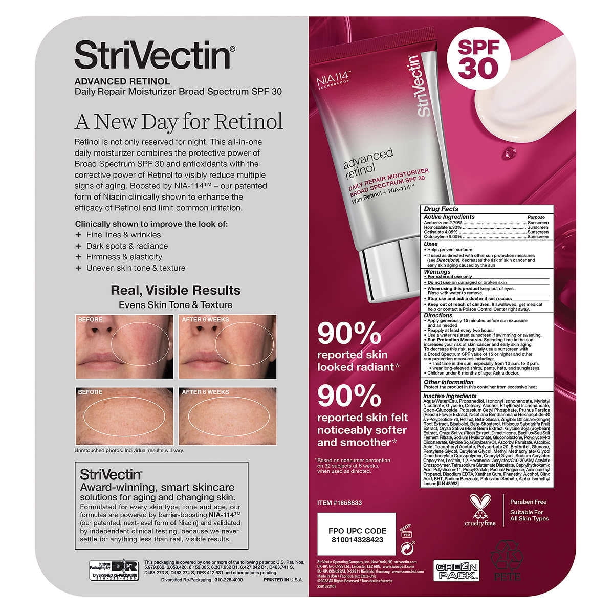 StriVectin Advanced Retinol Daily Repair Moisturizer SPF 30, 1 Fl Oz (2 Pack)