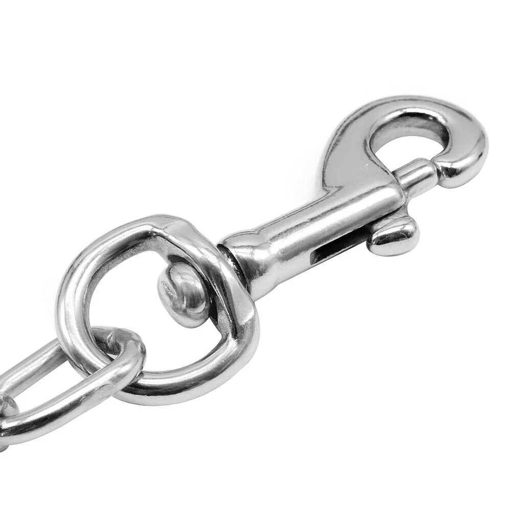 4ft Dog Chain Leash Heavy Duty Metal Walking Lead with Nylon Padded Handle Large