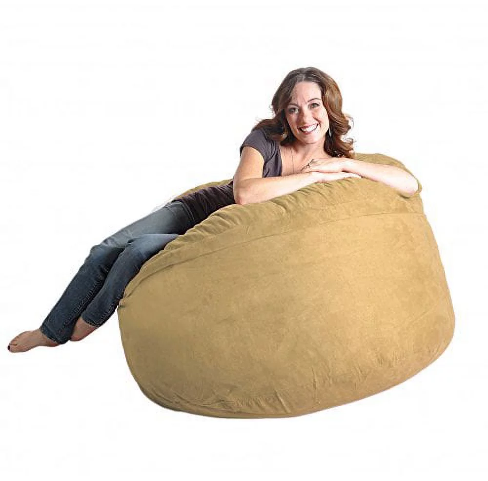 SLACKER sack 4-Feet Suede Microsuede Beanbag Chair, Light Brown