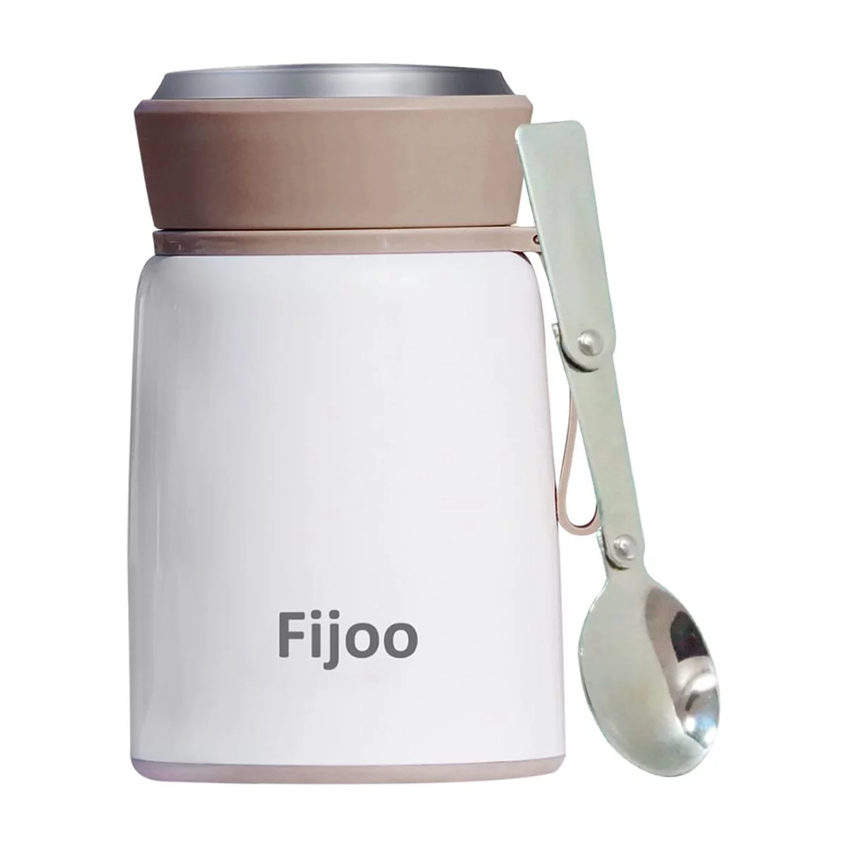 Best Stainless Steel Soup Thermo Food Jar + Folding Spoon - Triple Wall Vacuum Insulated - Hot Soup & Cold Meals Storage Container Jar - Kid's School Lunch, No Leaks, BPA Free (White, 16 OZ / 500 ML)