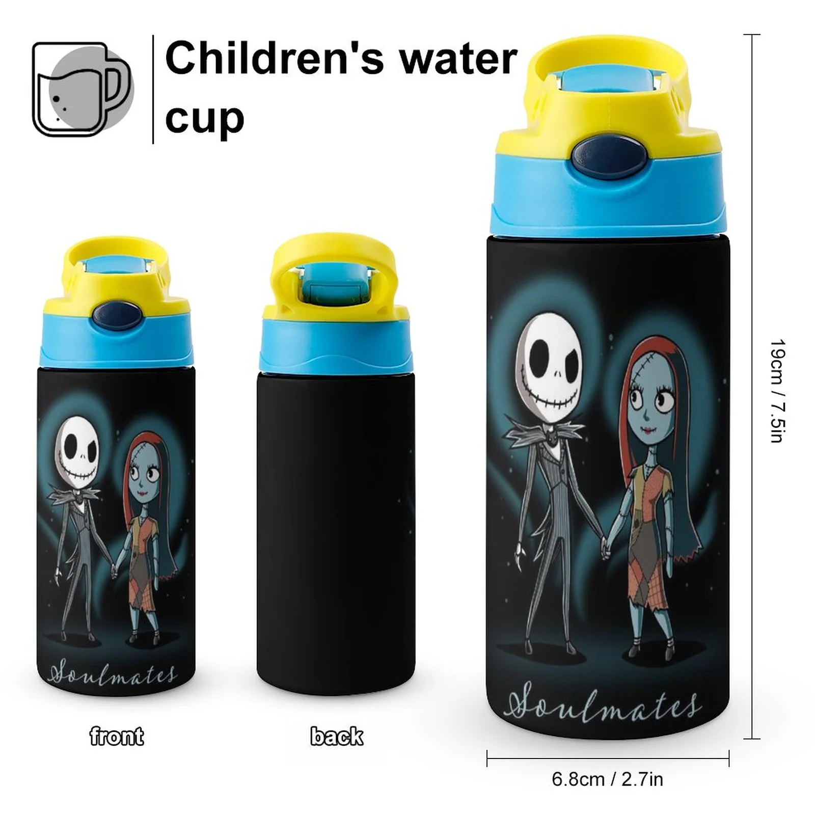 Animation The Nightmare Before Christmas Kid's Insulated Water Bottle With Straw Vacuum Stainless Steel Cup Leak-Proof Children Toddler Thermoses