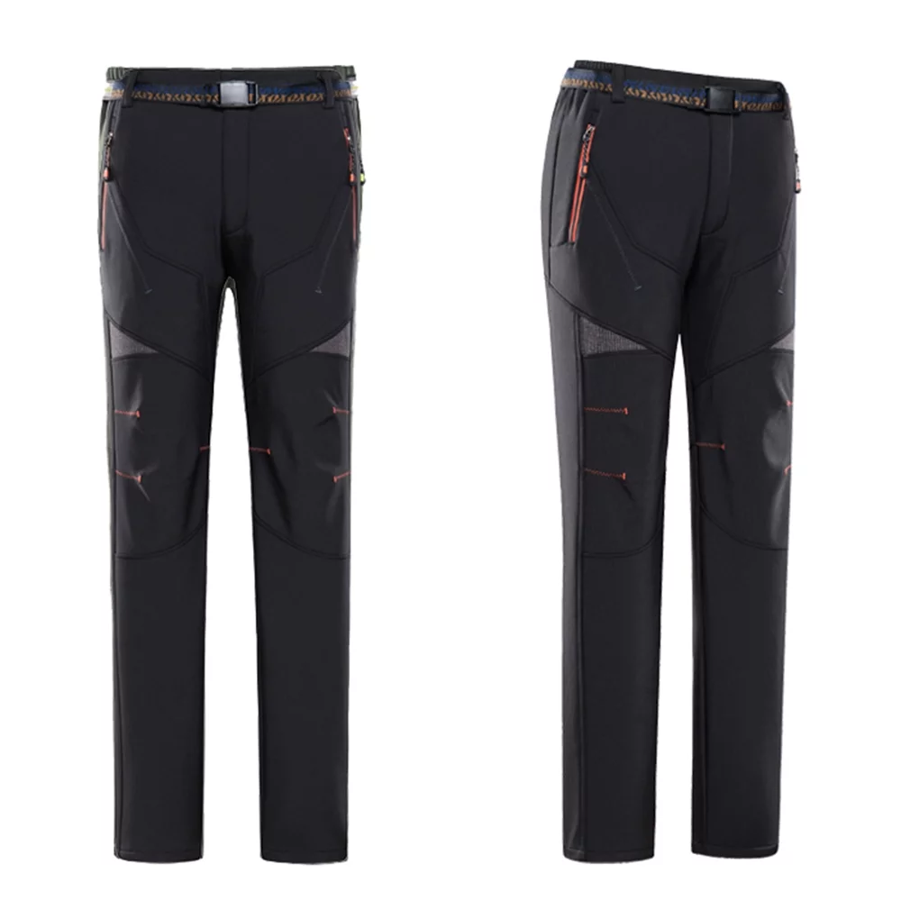 Dcenta Women's Hiking Pants Fleece Removable Waterproof Windproof Mountain Trousers with Zipper Pockets Camping Fishing Winter