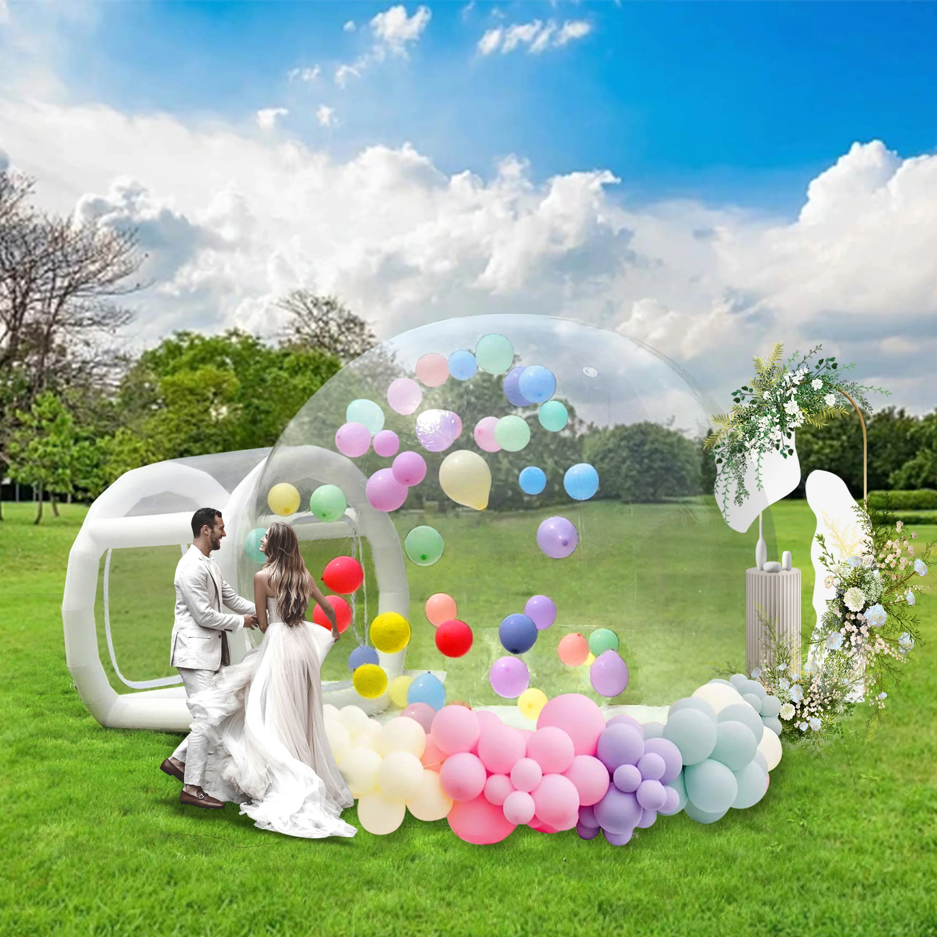 Step4Fun Inflatable PVC Transparent Bubble House Dome with Air Blower and Air Pump, Best for Wedding