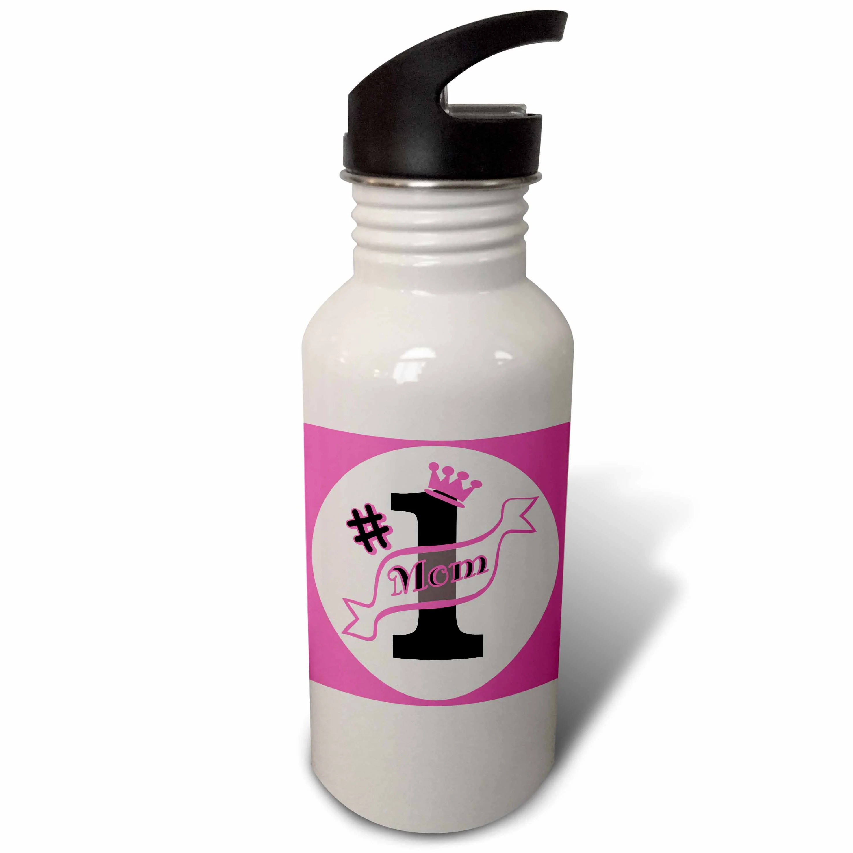 Number One Mom Pink 21 oz Sports Water Bottle wb-10774-1