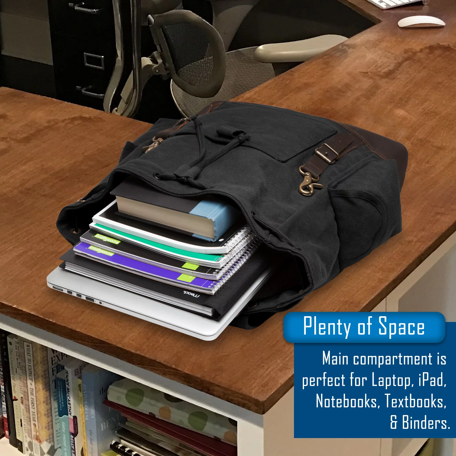 Browning Deer Heart Hunting Canvas Rucksack Backpack w/Leather Straps Black & Wh