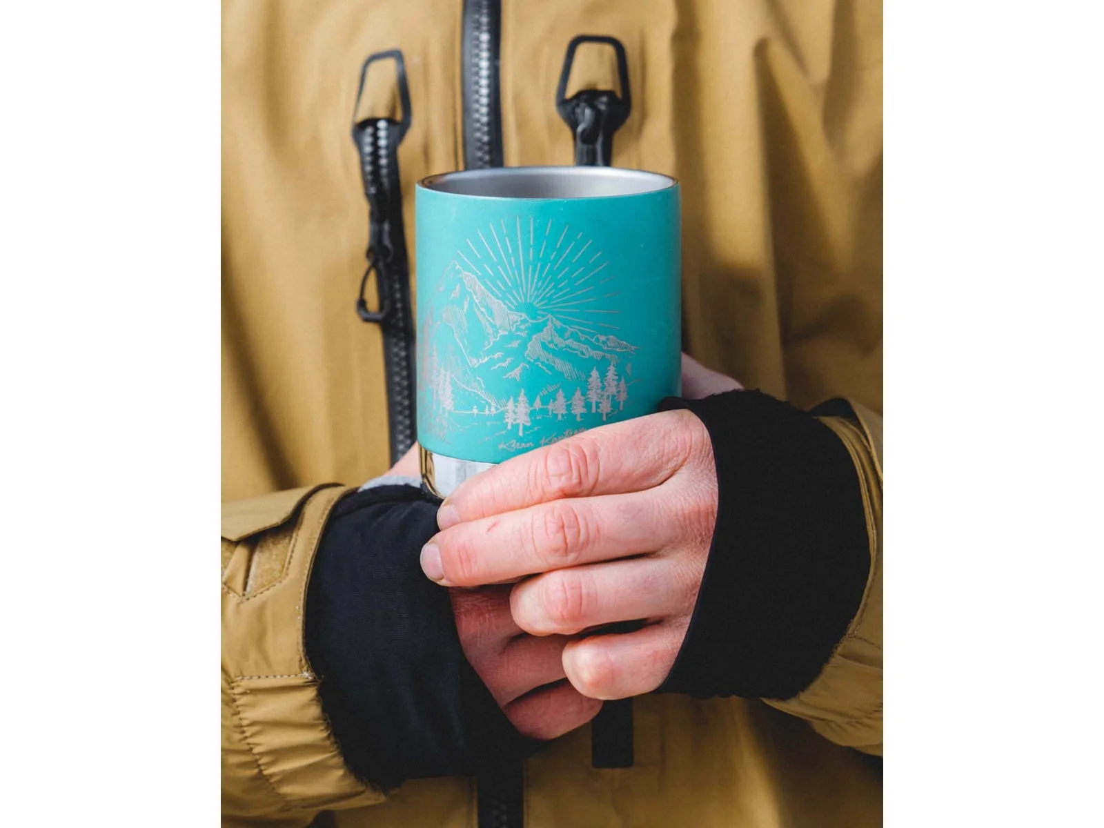 Klean Kanteen Camp Mug 12Oz Laser Etch Mntns Porcelain Green