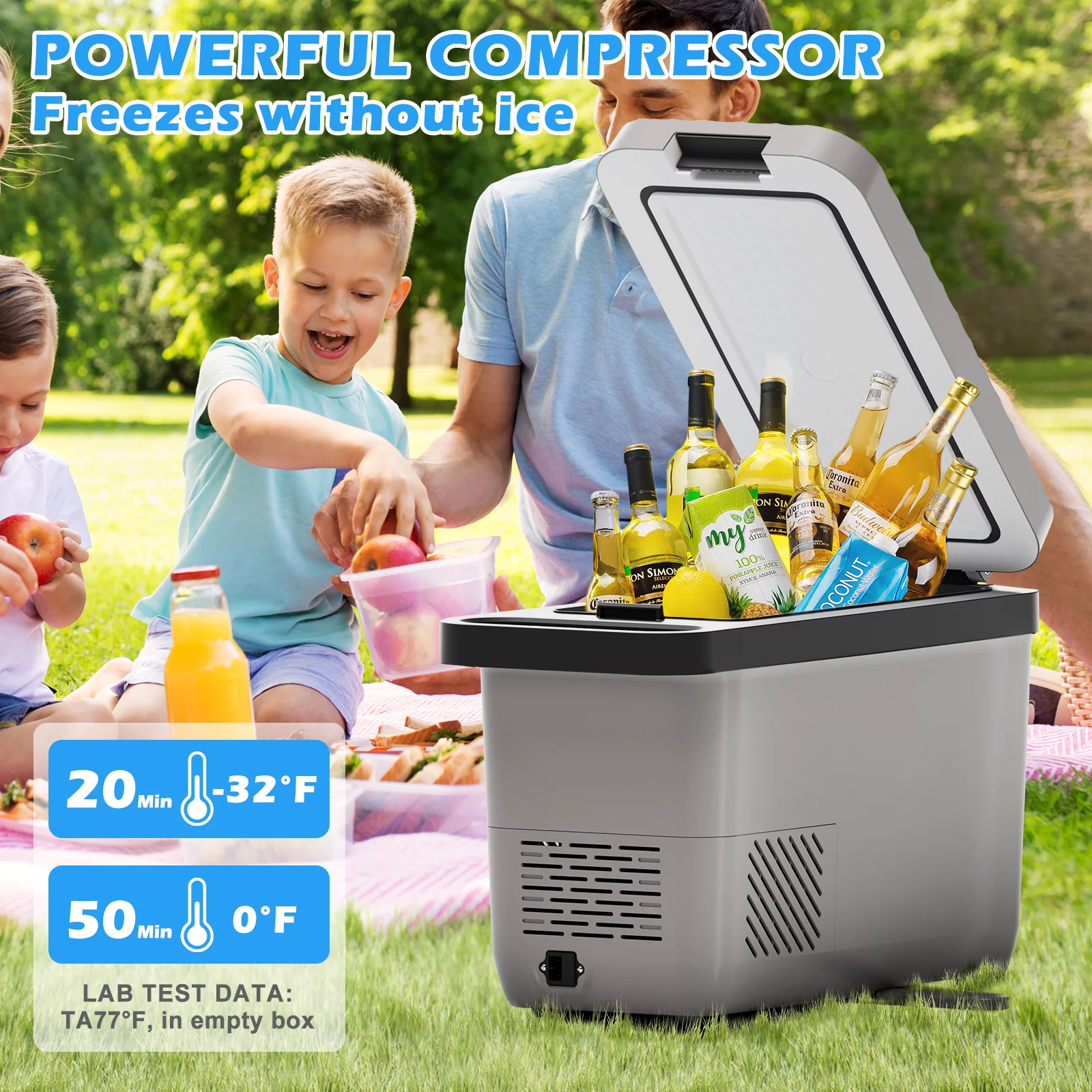 Portable Freezer 12 Volt Car Refrigerator, 17 Quart Portable Car Freezer Compressor Cooler for camping, Truck Van RV Camper SUV Boat Travel Camping Vehicle Road Trips Tailgating 0℉~50℉, Mini Electric