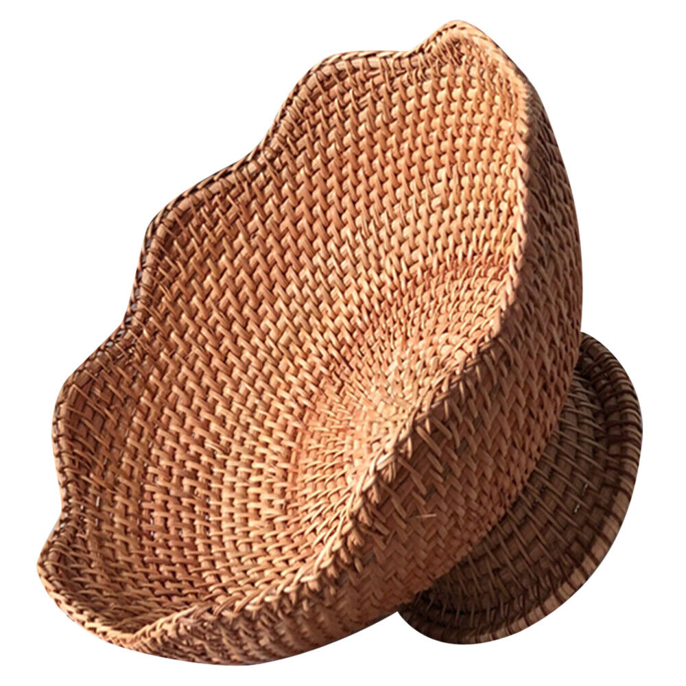 Rattan Fruit Plate Pedestal Display Basket Wicker Snack Trays