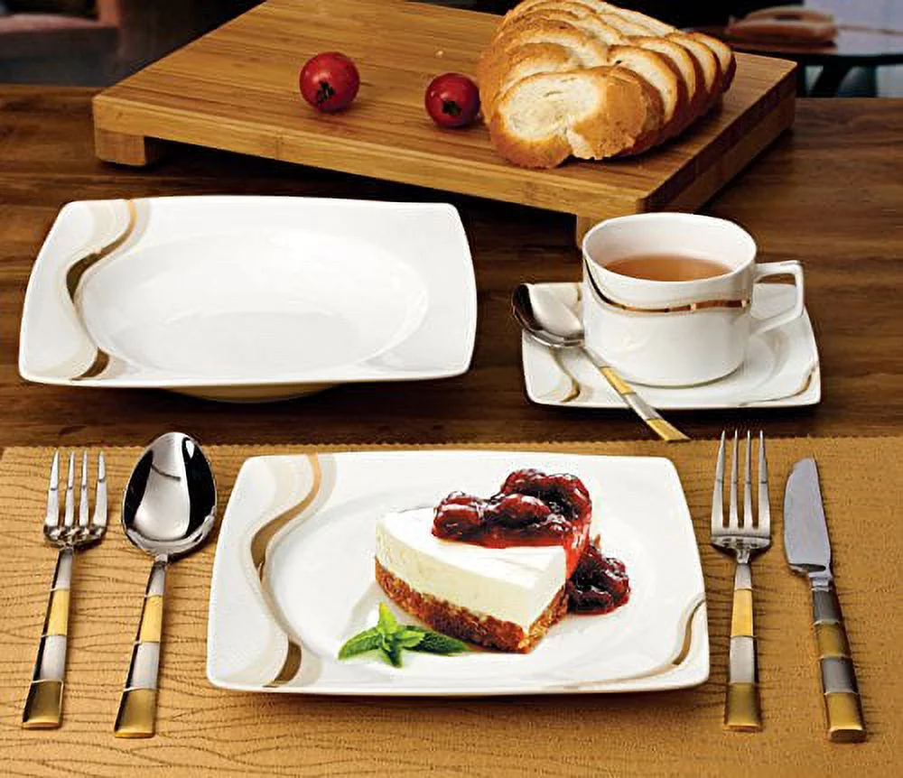 Lorren Home Trend  Dora 57-Piece Bone China Dinnerware Set (Service for 8)