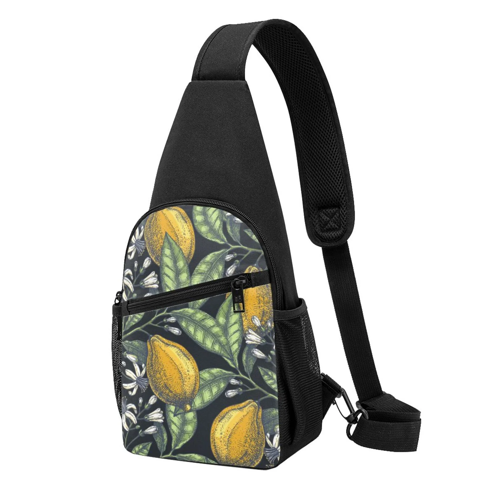 Balery Citrus Fruits Elegant Lemons Chest Pack,Small Sling Bag For Women Men,Crossbody Bags For Travel Hiking Running Sports