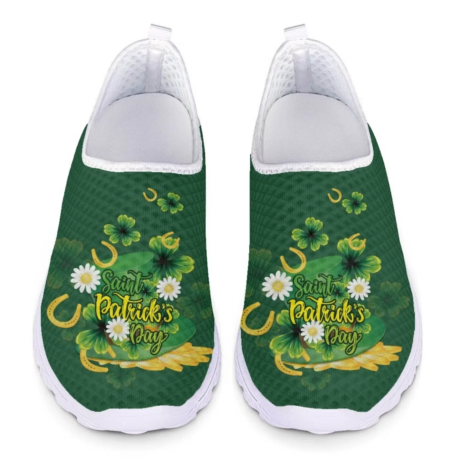 Pzuqiu Wear Resistant Mesh Slip on Shoes for Women Size 7 Summer Shoes, Daisy Floral Outdoor Beach Sandals for Travel Yoga Driving Shopping Breathable Road Running Shoes Trainers, Green Festival