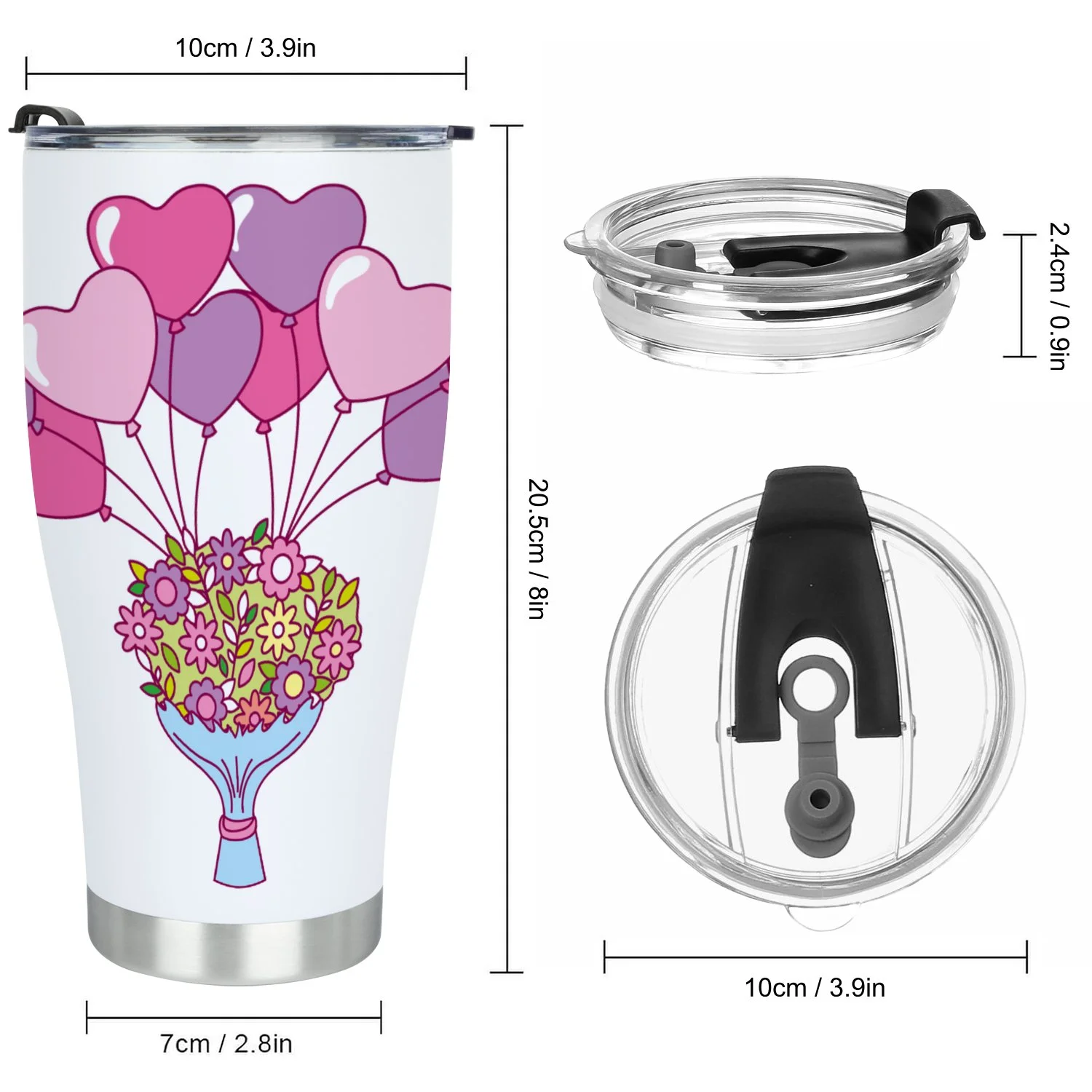 Hidove Stainless Steel Tumbler, Valentine Day 30oz Leak Proof & Stainless Steel Bottle for Hot & Cold Drinks - Coffee Travel Mug, Water Metal Canteen, Thermal Cup