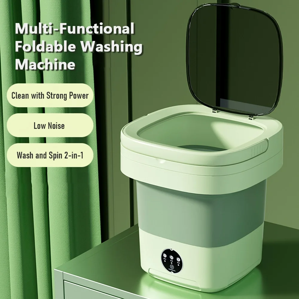 Pristin Compact Foldable Washing Machine, 8L Capacity, UV Sterilization, Drain Basket Included