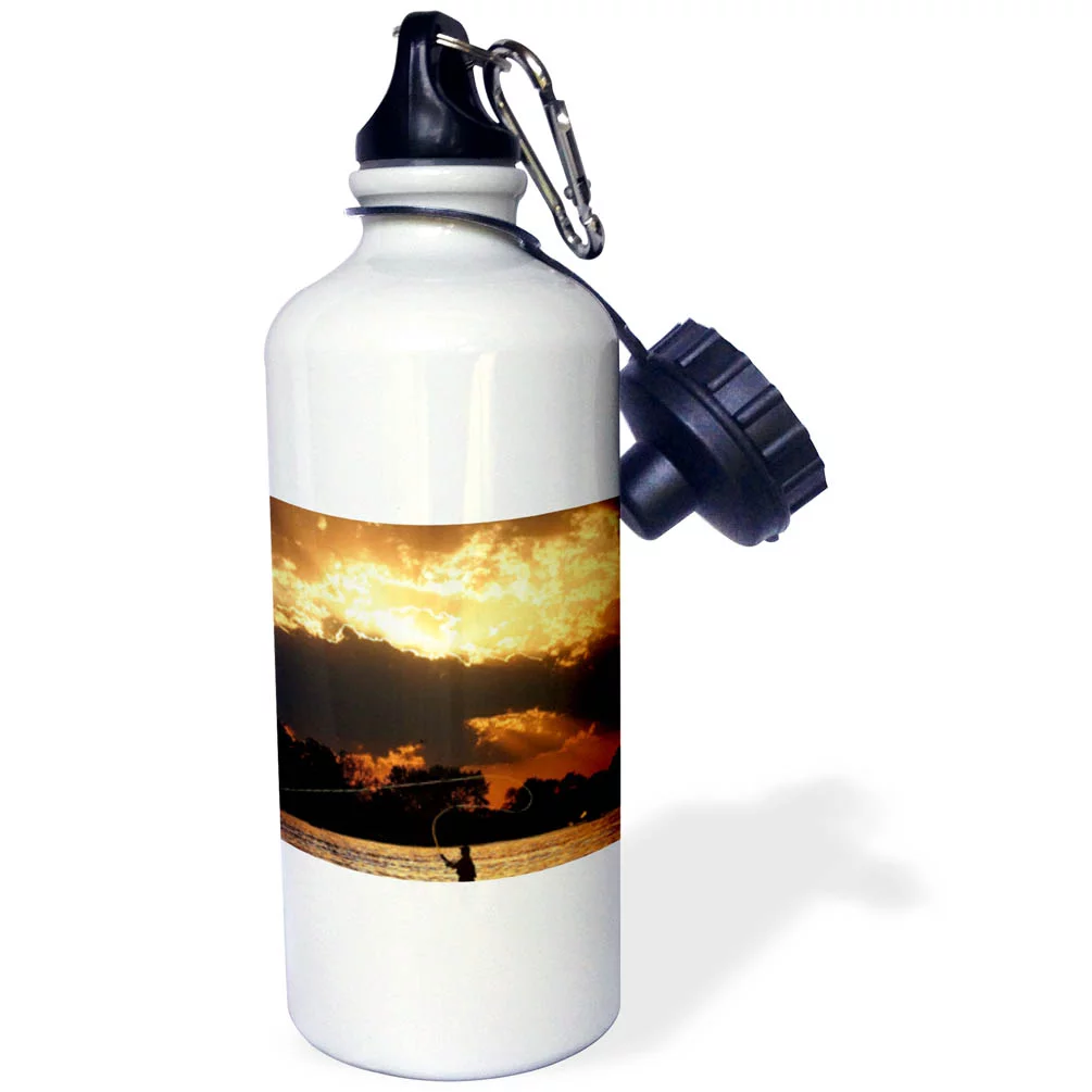 Fly Fishing at Sunset 21 oz Sports Water Bottle wb-23788-1