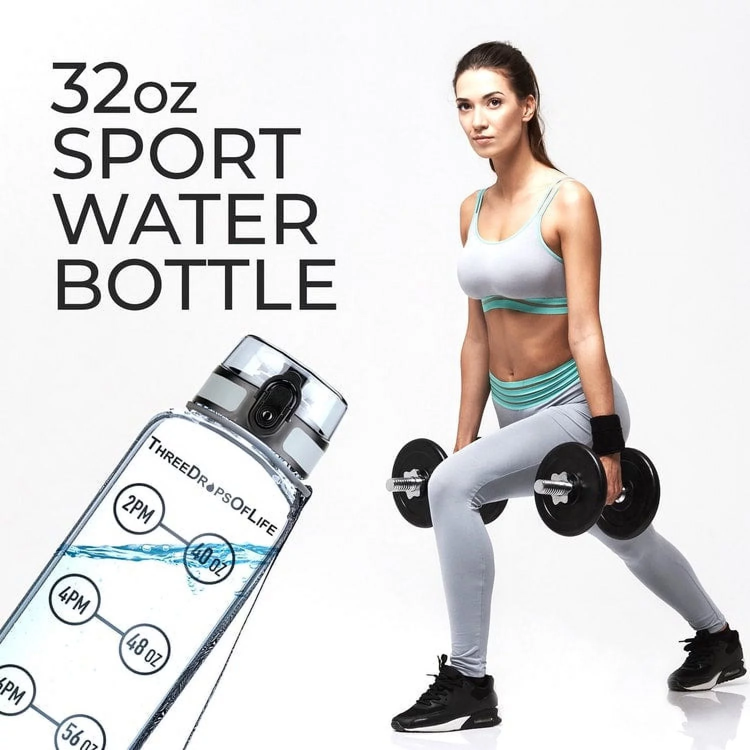 32 oz Clear, BPA Free Sports Water Bottle, Tritan BPA Free