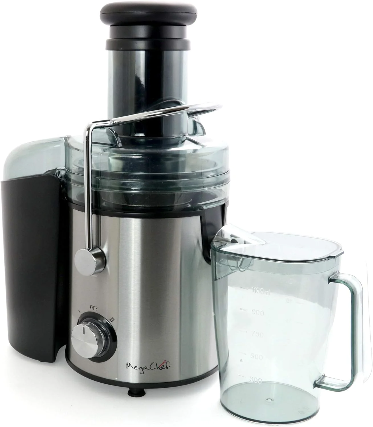 Wide Mouth Extractor Juice Machine With Dual Speed Centrifugal Stainless Steel Juicer, 3.5 Cup, Chrome Silver