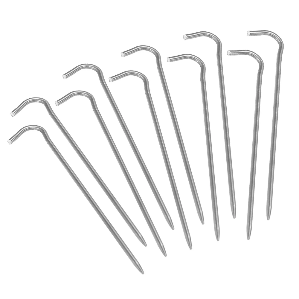 Vistreck 6pcs/10pcs Titanium Tent Pegs Titanium Tent Nails Outdoor Camping Tent Stakes Bend Hook