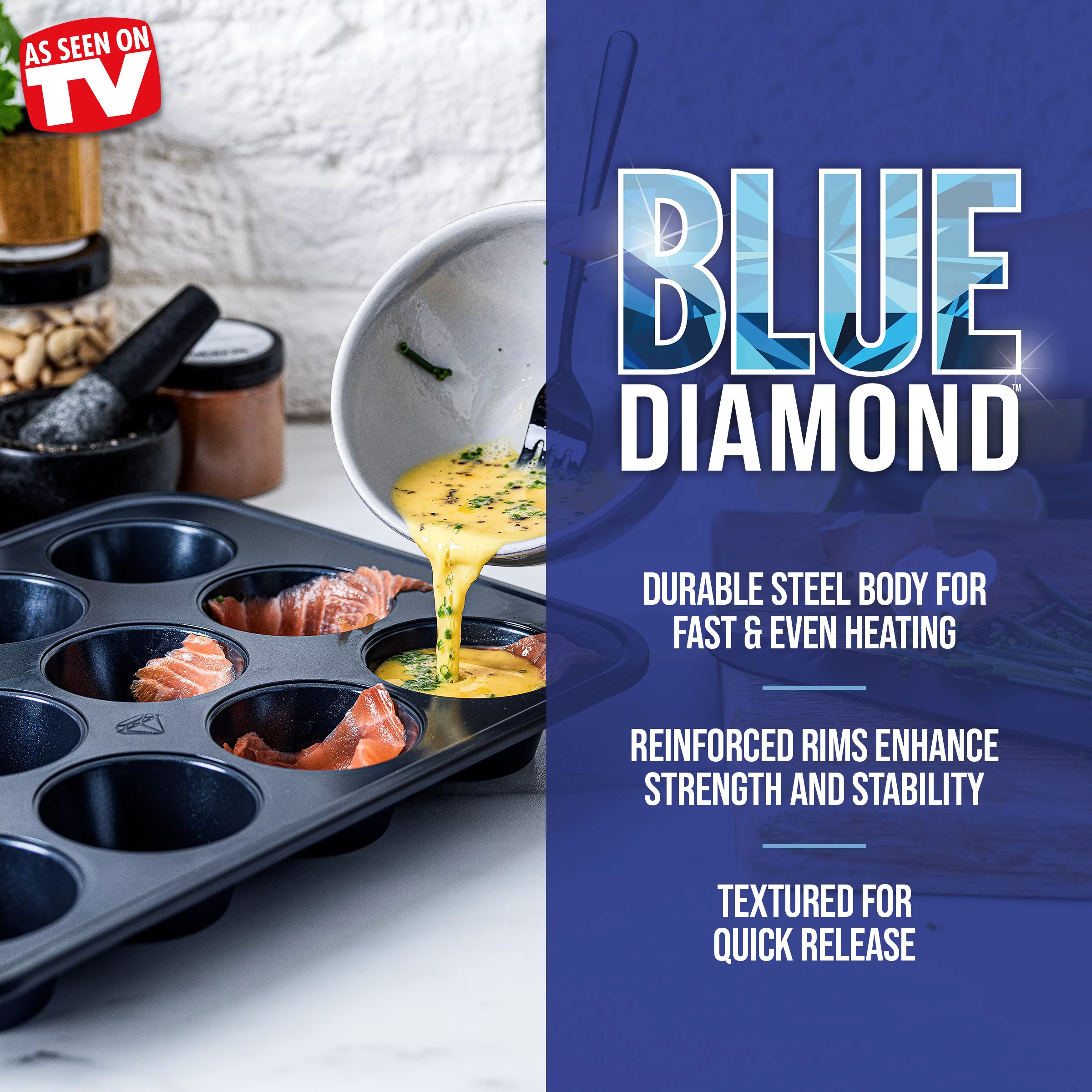 Blue Diamond Bakeware Nonstick 12-Cup Muffin Pan