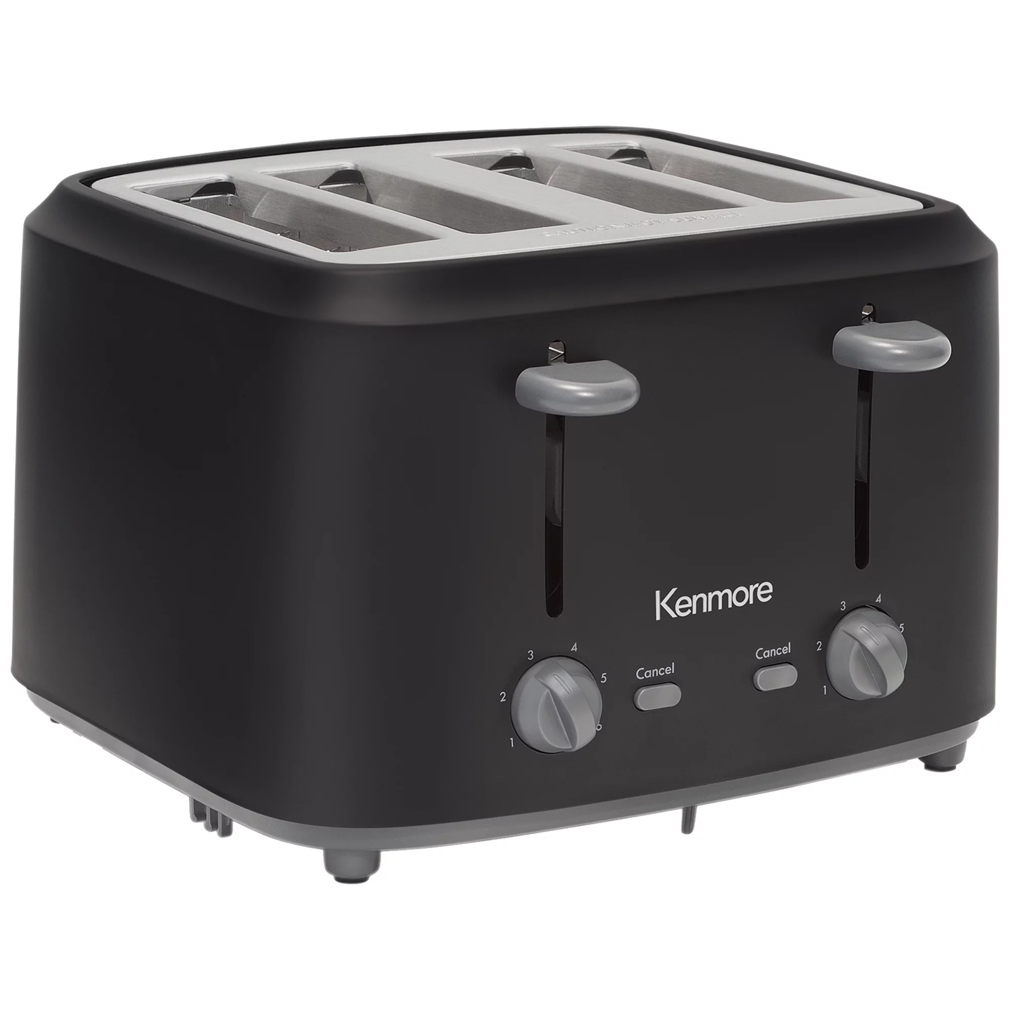 Kenmore 4-Slice Steel Toaster, Matte Black and gray, Dual Controls