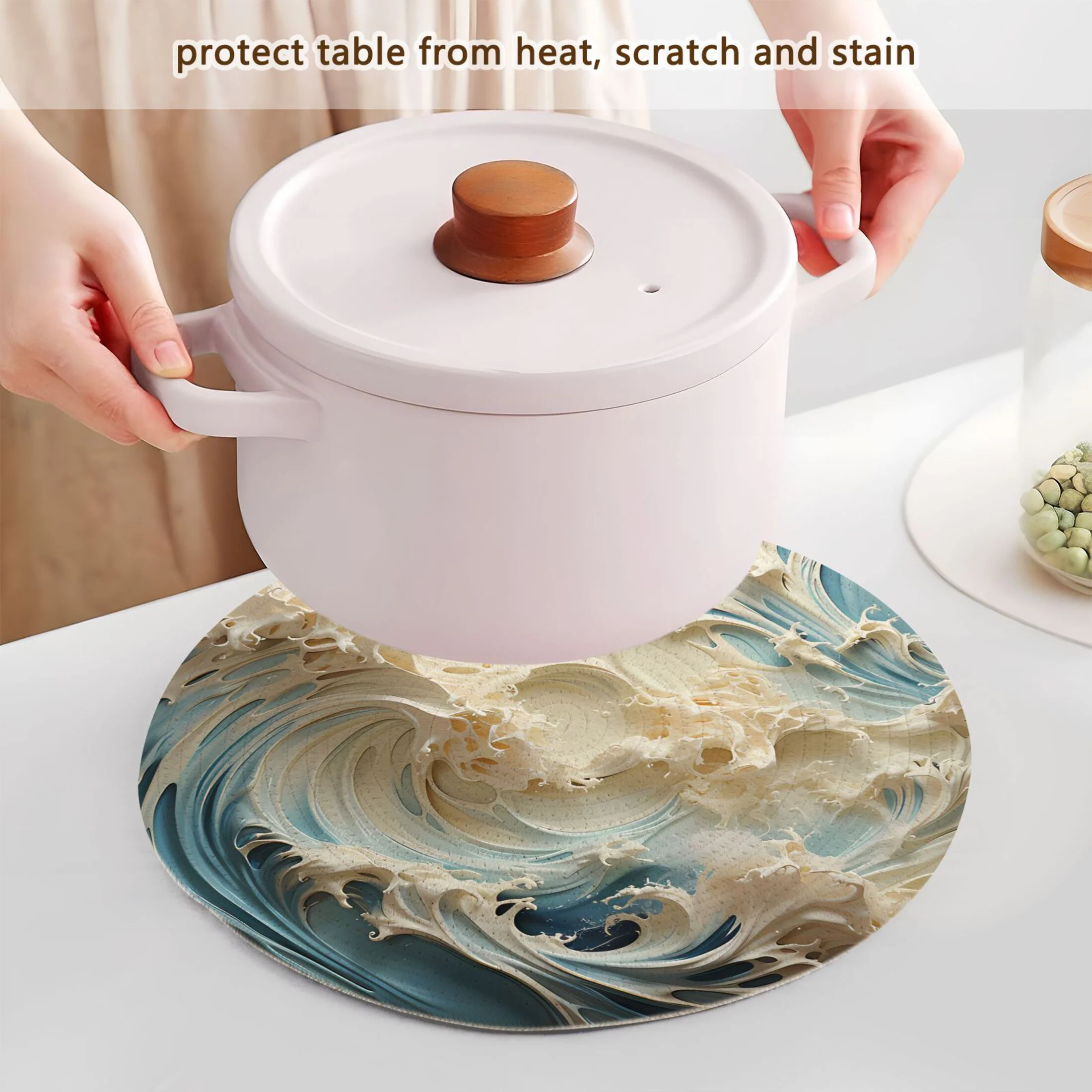 Abstract Blue Marble 3 PCs Pot Holders Trivets Kitchen 15