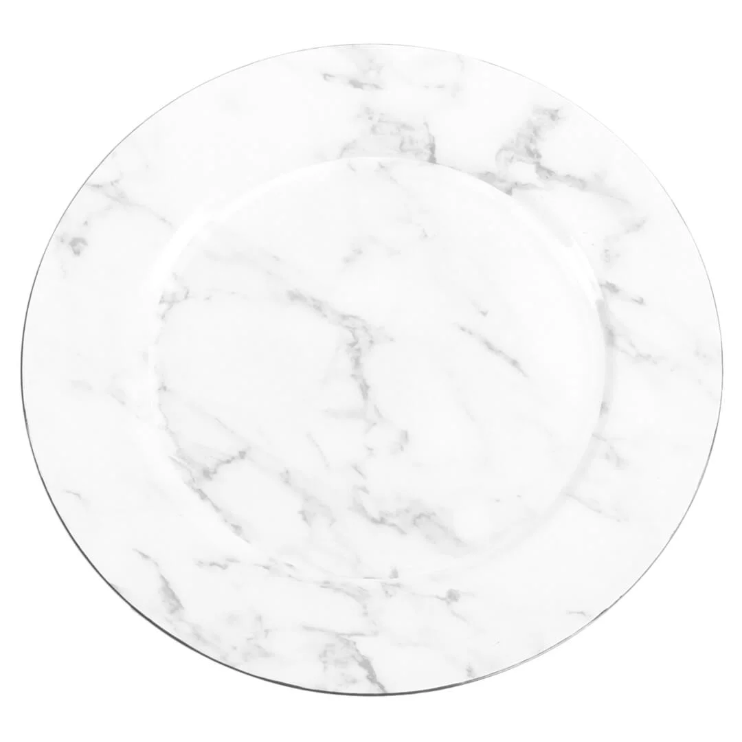 Koyal Wholesale Faux Marble Charger Plates, Marble Luxury Plates for Upscale Parties, Weddings BULK (24, White Gray)