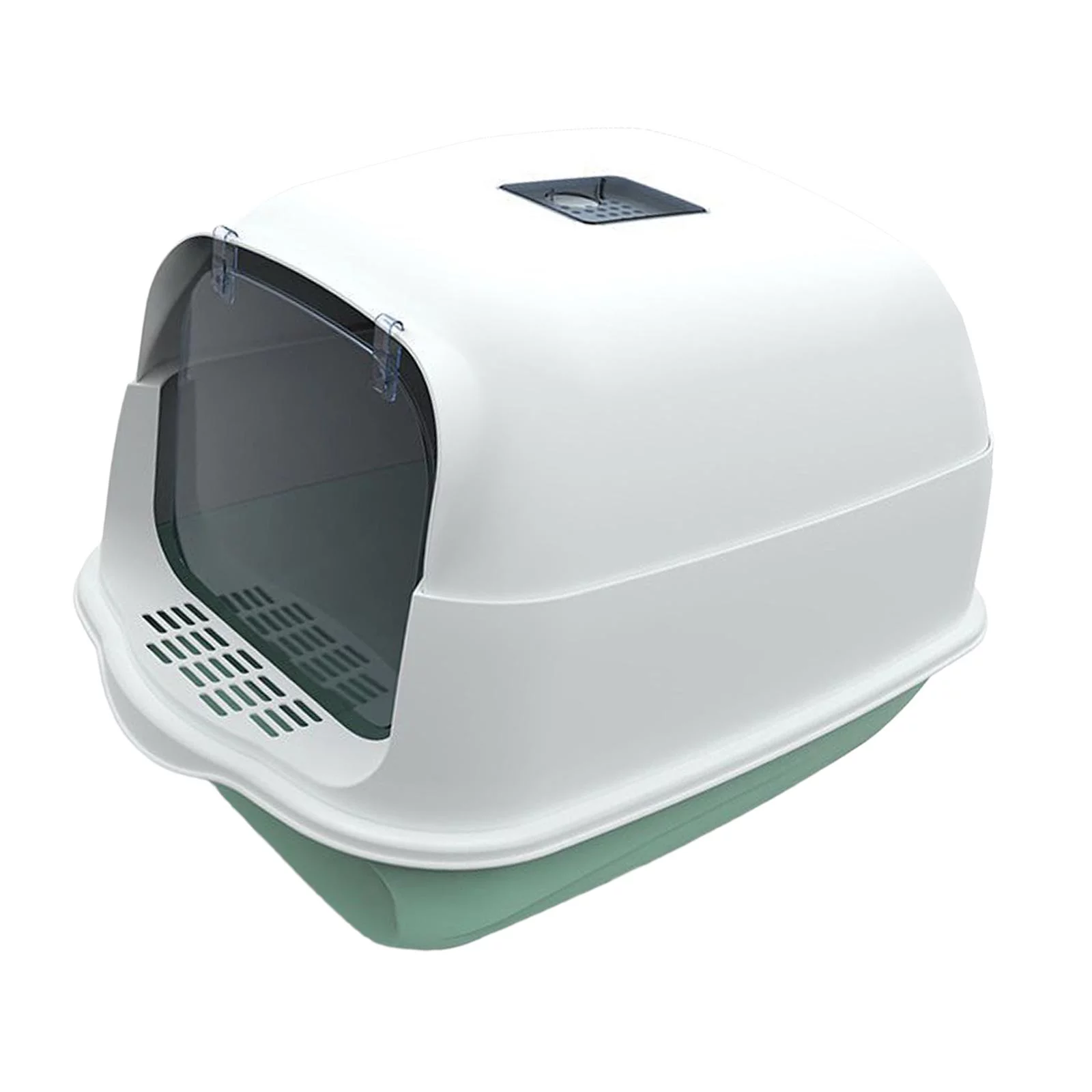 Cat Fully Enclosed Easy to Clean Prevent Smell Anti Splashing Waterproof Litter Pan Reusable Toilet Pet Supplies Cat Toilet Green Bottom