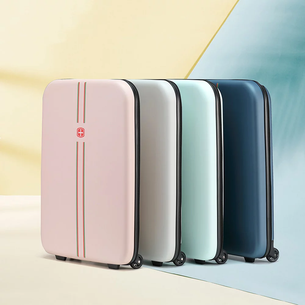 axGear Collapsible Compact Luggage 20 Inch Suitcase Travel Light Foldable Carry-on Suitcase - Blue