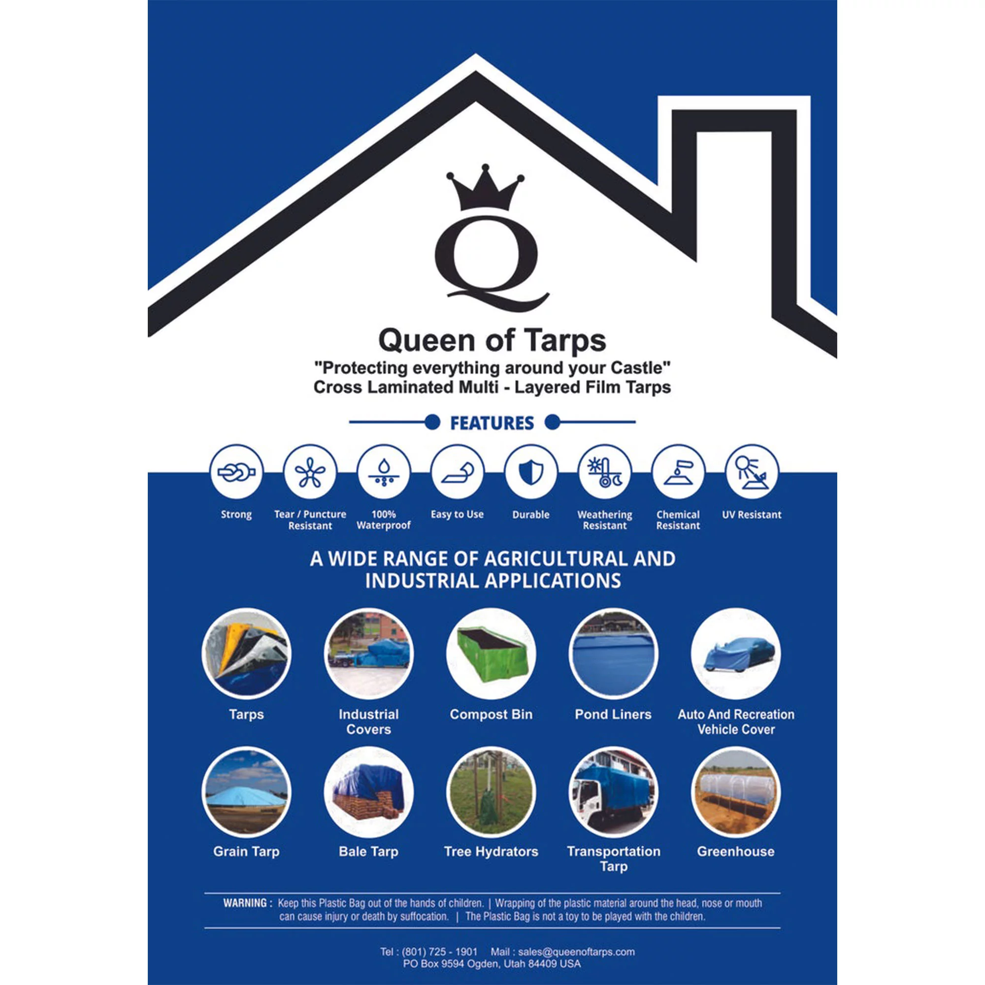 Queen of Tarps 8 x 10 Foot Heavy Duty All Purpose Plastic Tarp, Translucent