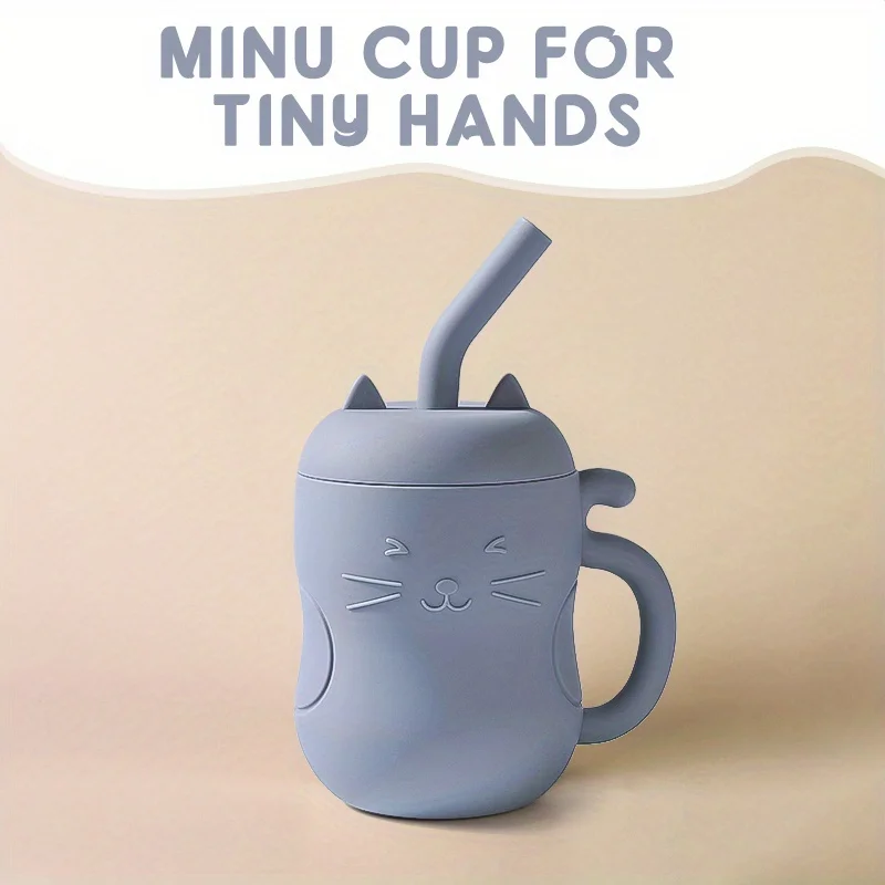 1/7pcs Silicone Feeding Set, Baby Cat Design Silicone Tableware, Toddlers Led Weaning Supplies With Suction, Bowl Divided Plate Adjustable Bib, Soft Spoon Fork Water Cup, TYRY.HU Unbreakable Dishes