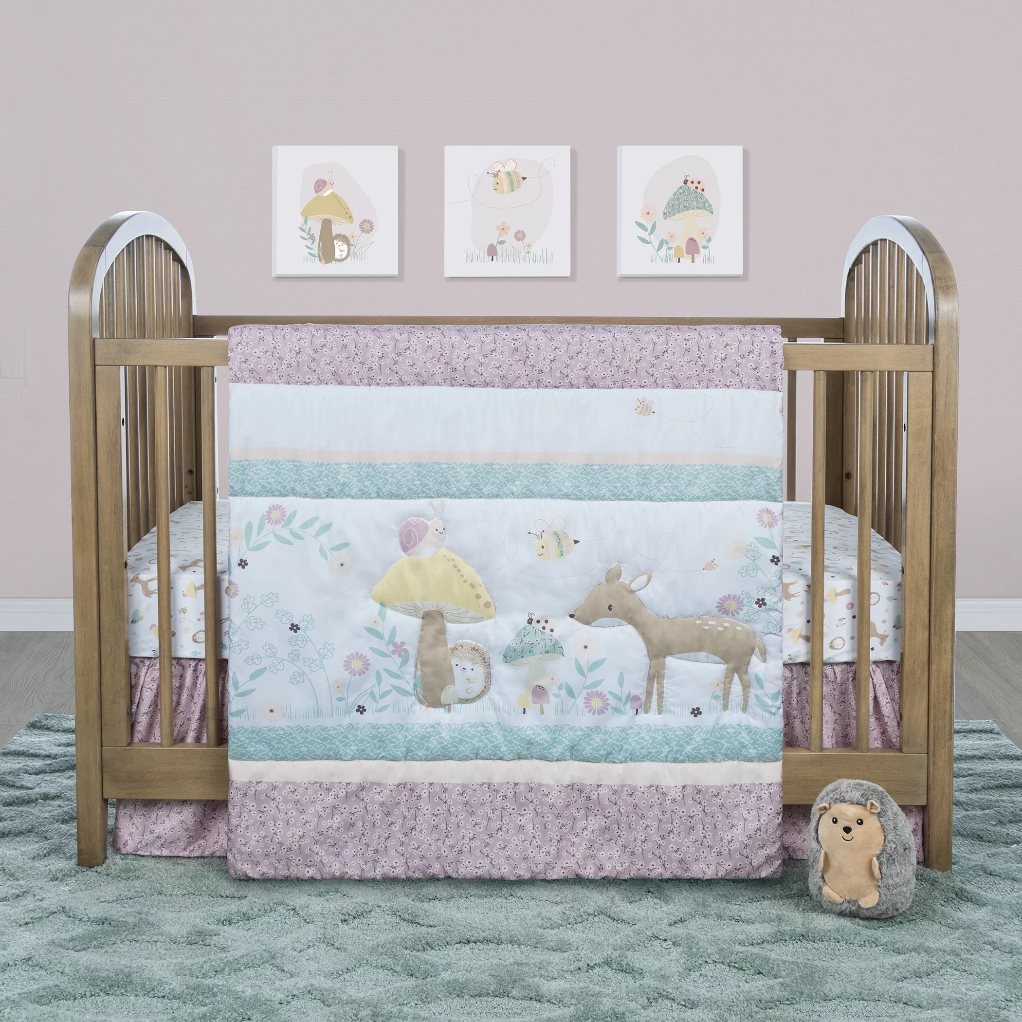 Sammy & Lou Enchanted Garden 4 Piece Crib Bedding Set, Infant, Multi-Color, Girl, Hedgehog Character