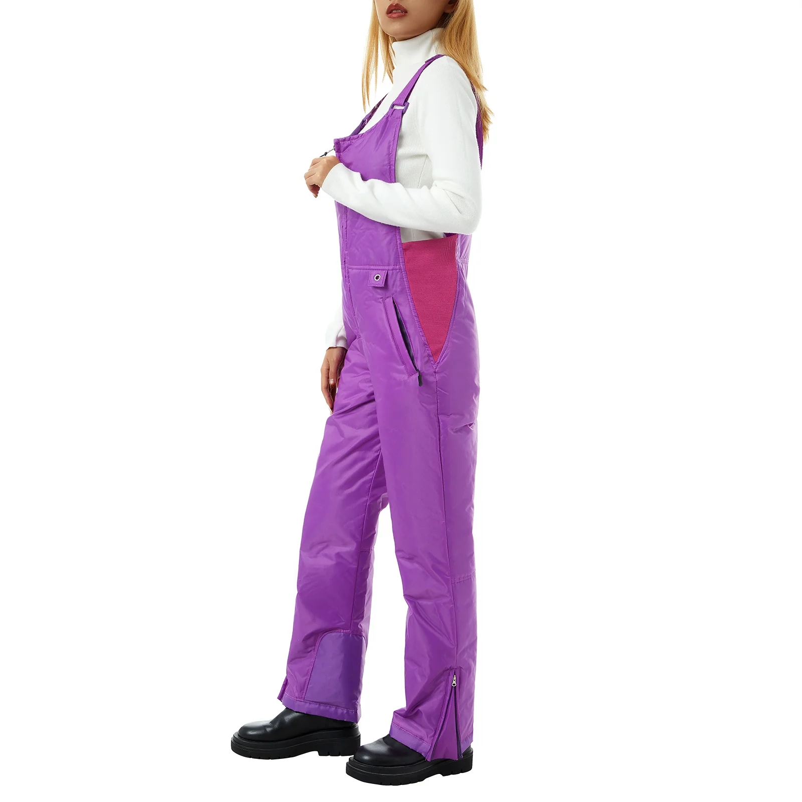 Women's Suspender Bibs Winter Snow Suit Waterproof Jumpsuit Straps Overalls Ski Sleeveless Playsuit Insulated Softshell Pants