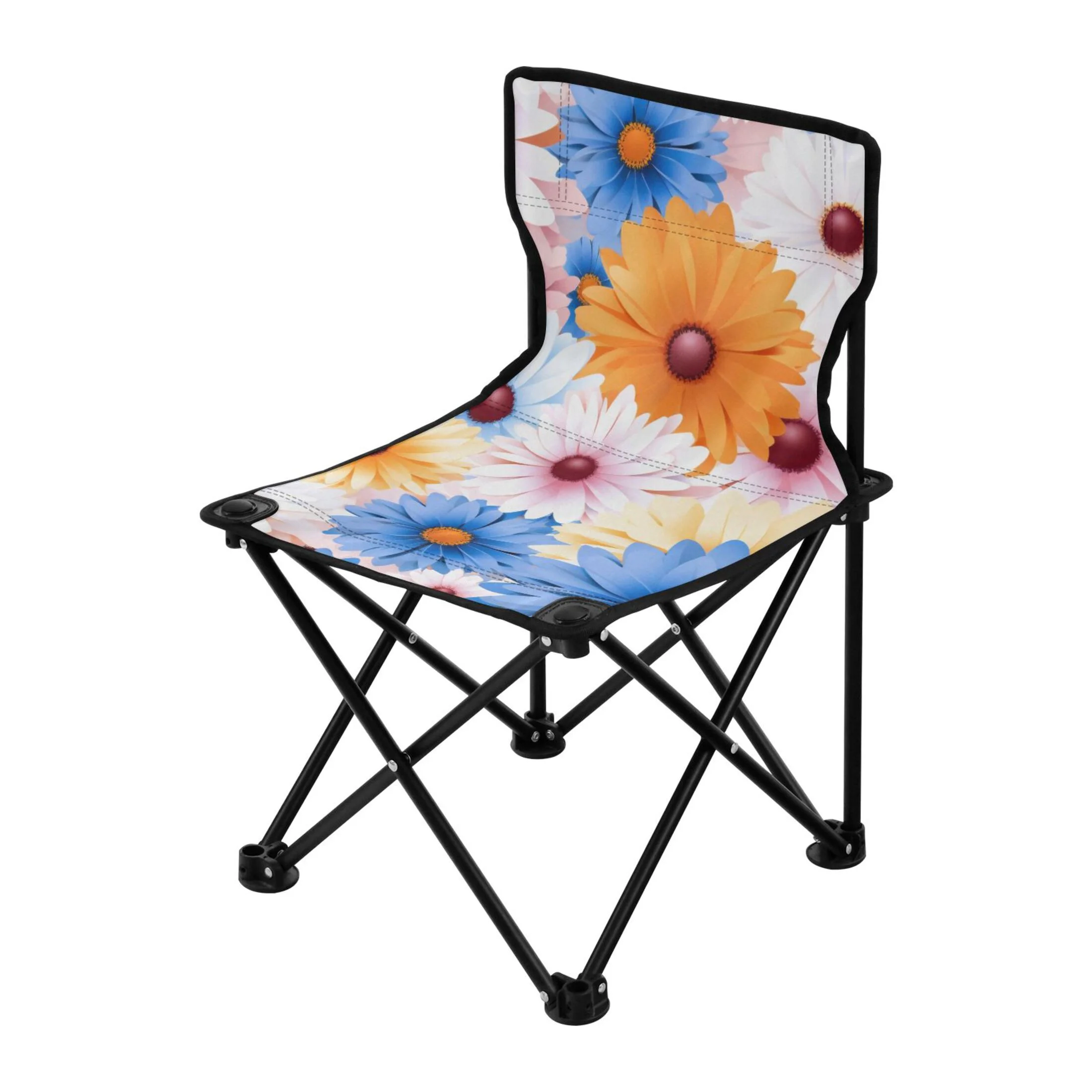 Flowers Portable Camping Chair Outdoor Folding Beach Chair Fishing Chair Lawn Chair with Carry Bag Support to 220LBS