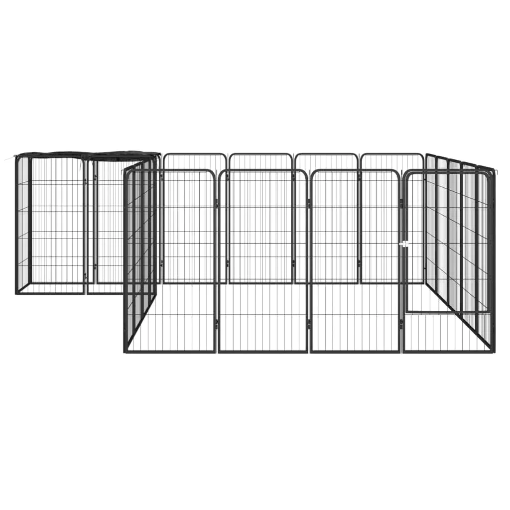 22-Panel Dog Playpen Black 19.7