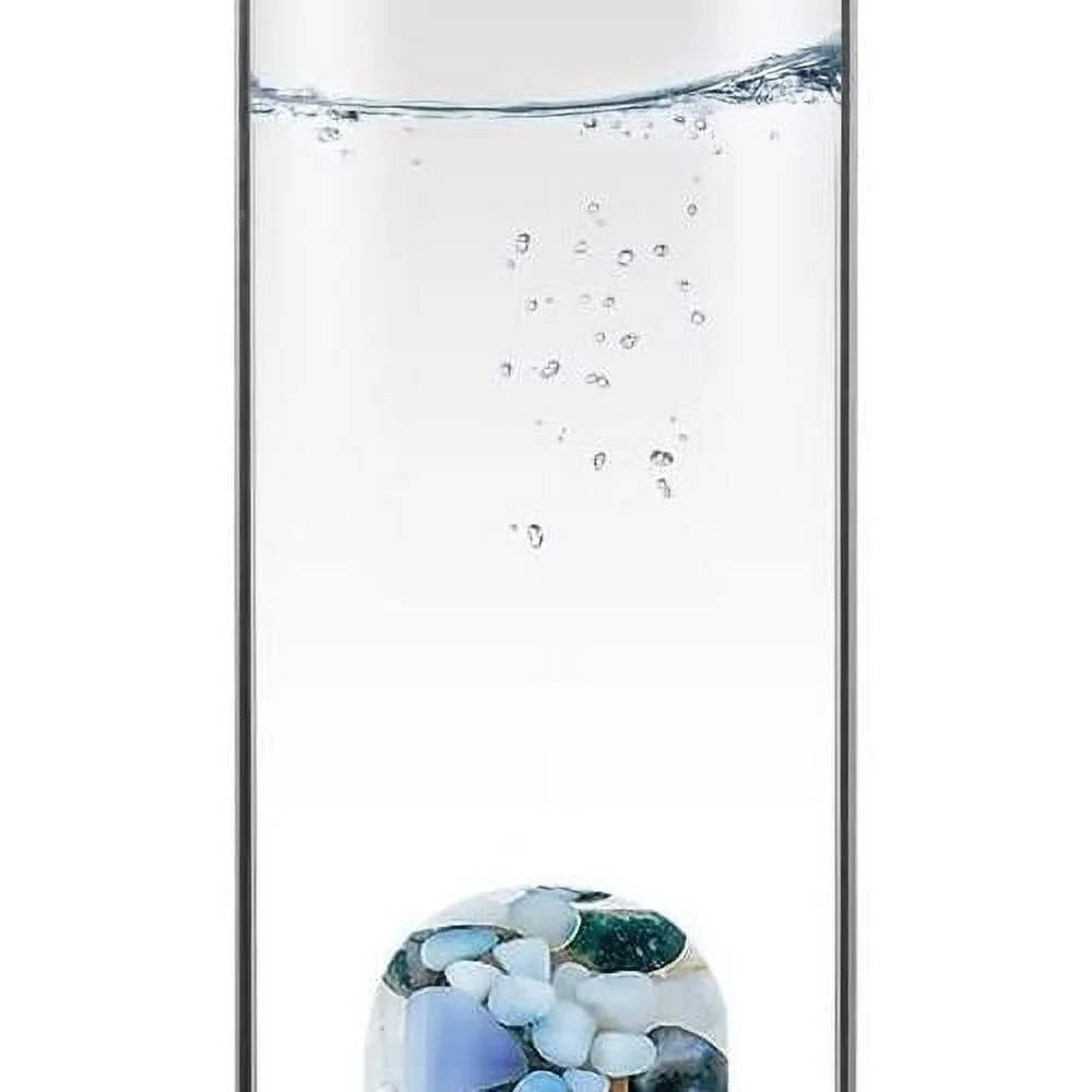 Momentum - Crystal Water Bottle With Chalcedony, Moss Agate & Milk Opal