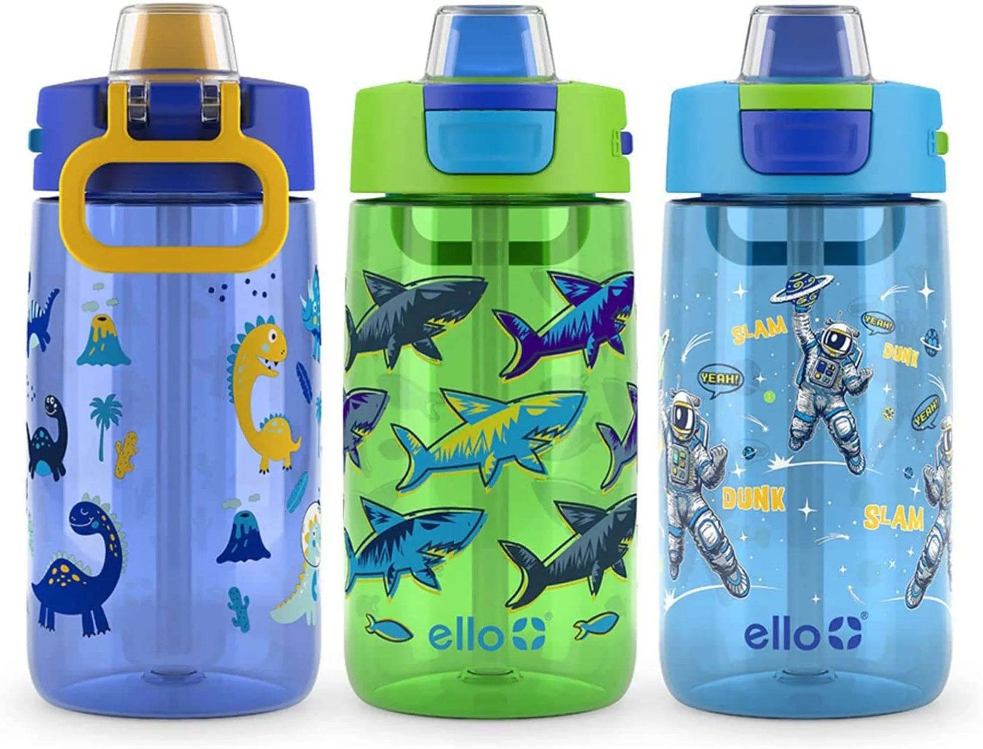 Ello Colby Pop! 14oz Tritan Kids Sweet Escape Water Bottles with Fidget Toy, 3-Pack