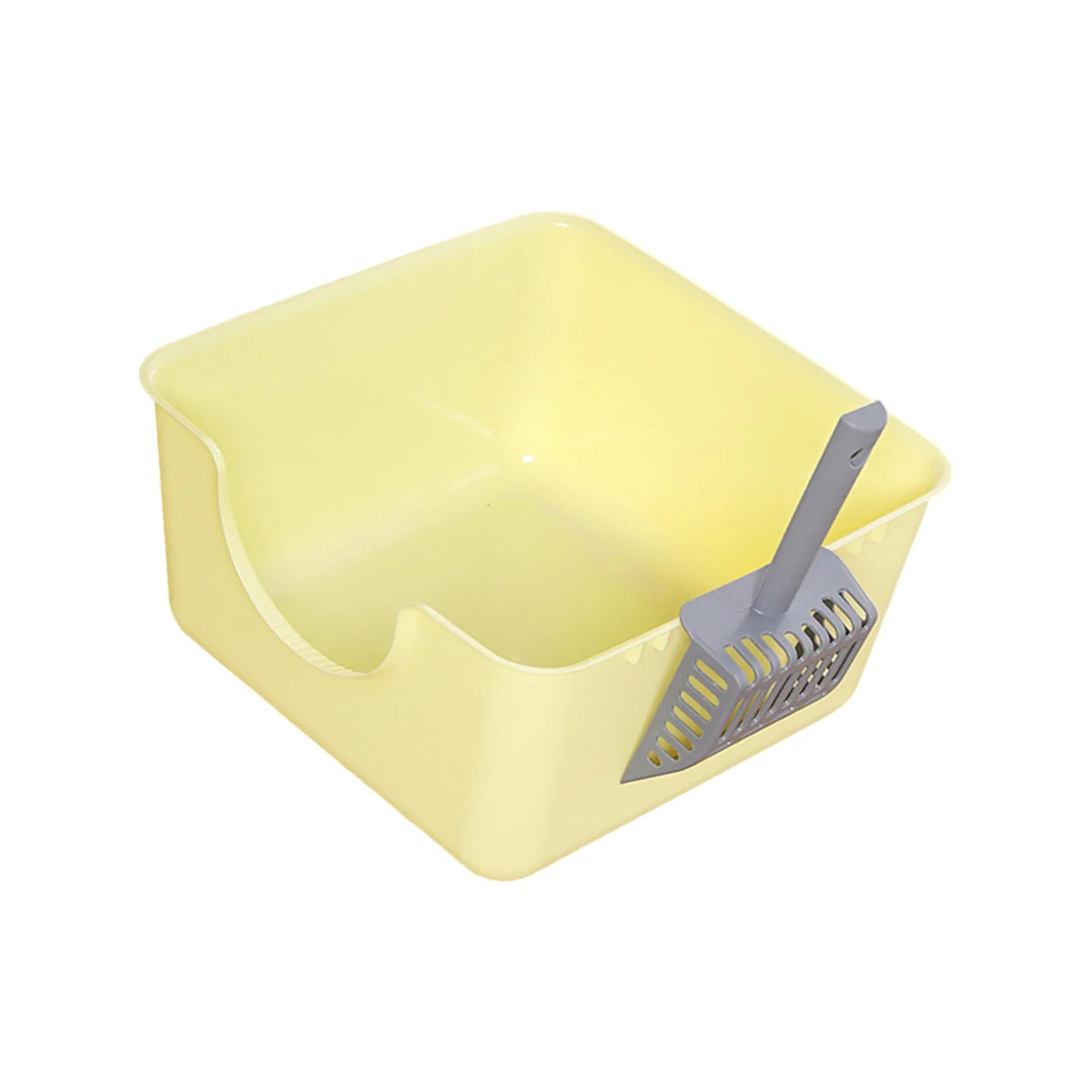 Gazechimp Open Top Pet Litter Tray Anti Splashing with Cat Litter Scooper Cat Litter Box Yellow