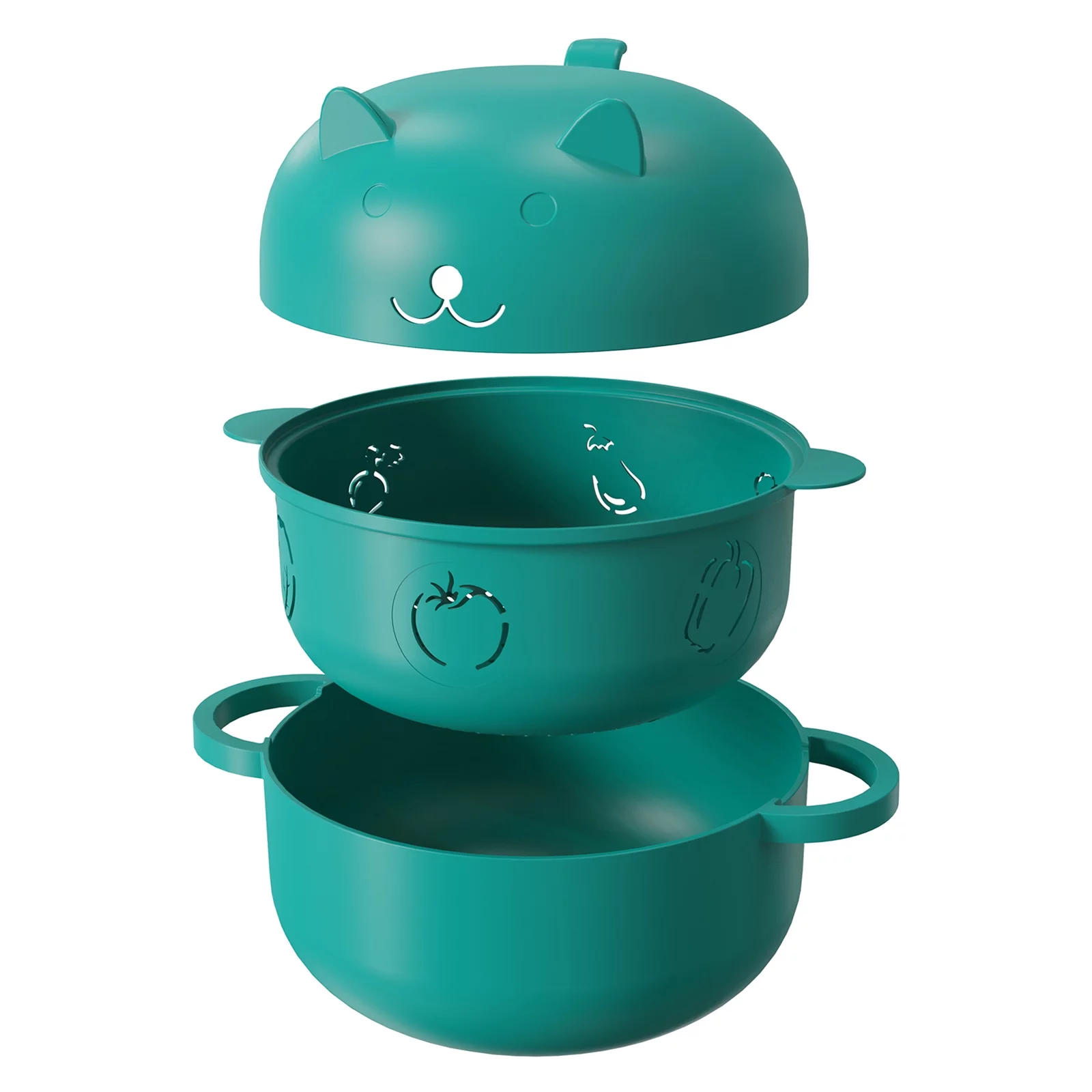 2000ML/68OZ Microwave Ramen Bowl, Noodle Bowl, Steamer for Cooking Food and Vegetables with Handle, Lid, Removable Strainer. Multifunctional bowl for Cooking, Rinse, Storage.(green)