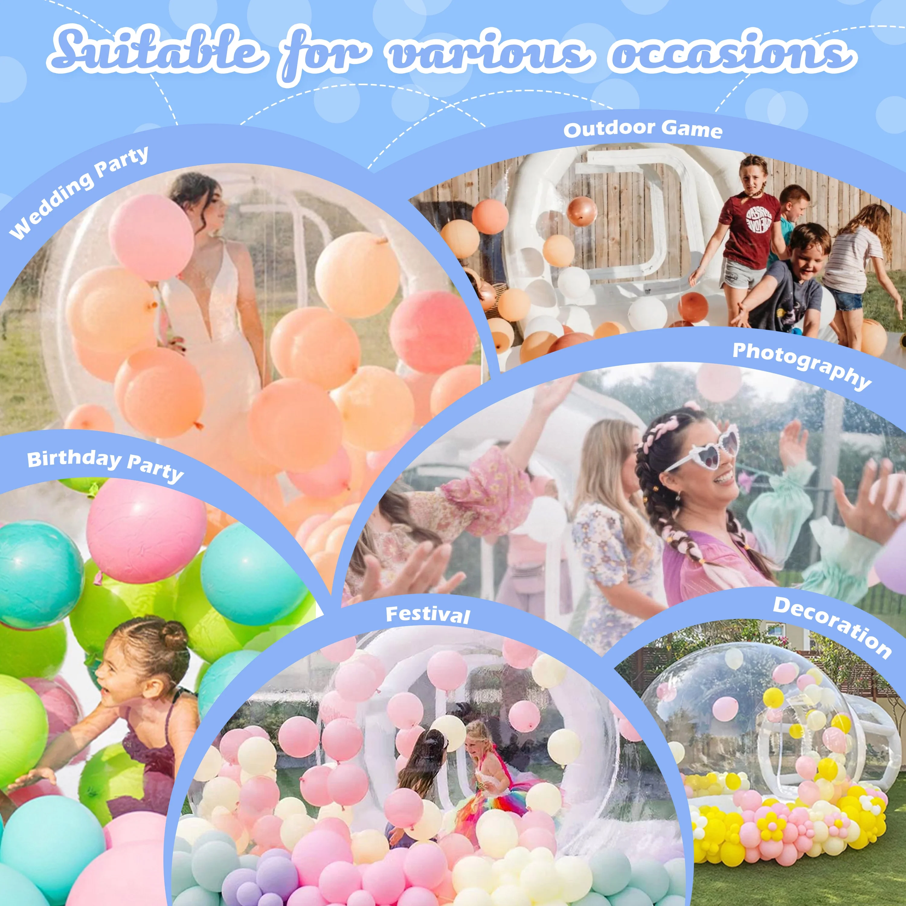 Step4Fun Inflatable PVC Transparent Bubble House Dome with Air Blower and Air Pump, Best for Wedding